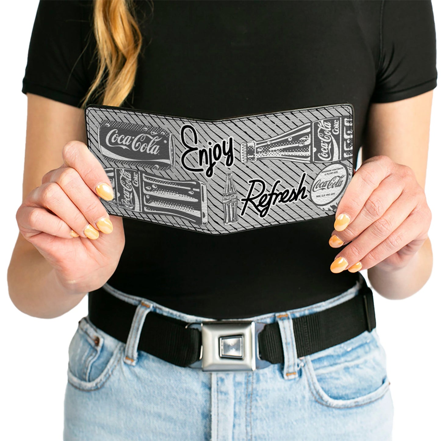 Bi-Fold Wallet - Coca-Cola ENJOY REFRESH Can and Bottle Grays/White/Black
