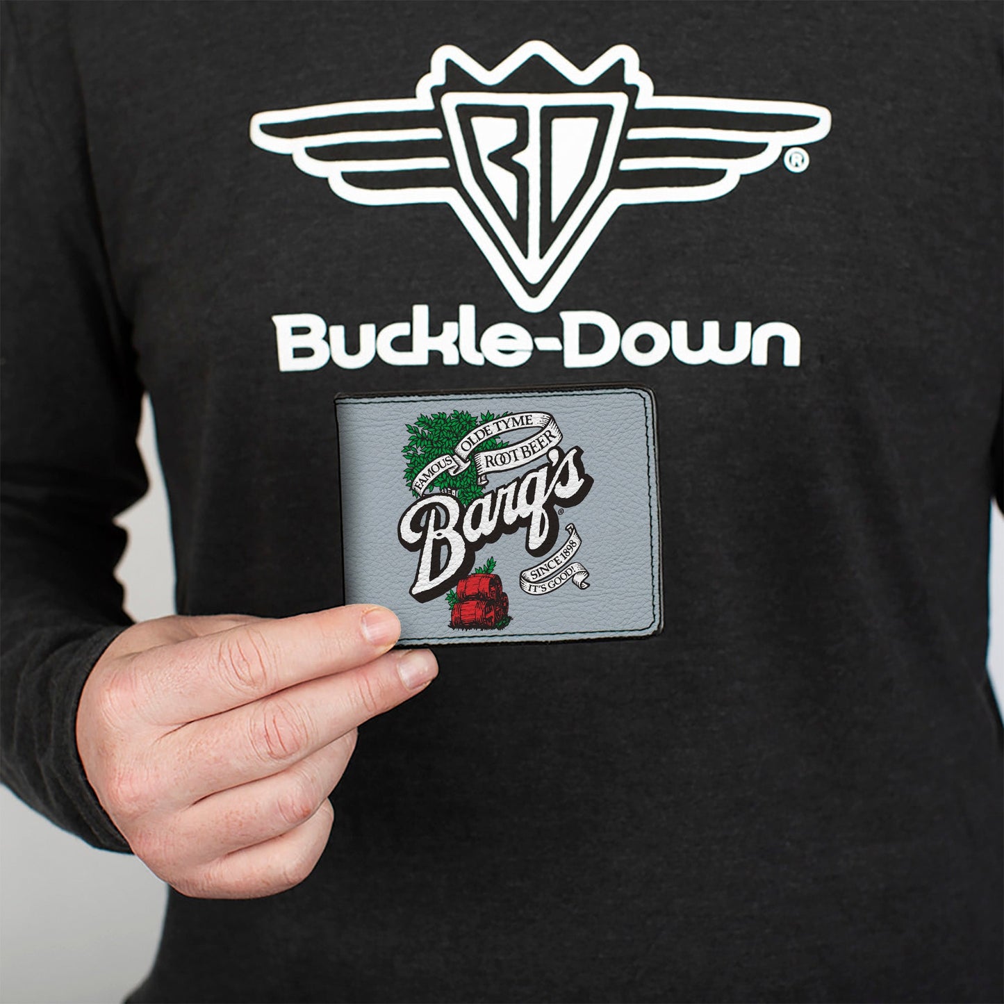 Bi-Fold Wallet - BARQ'S OLD TYME ROOT BEER Barrels Logo Gray