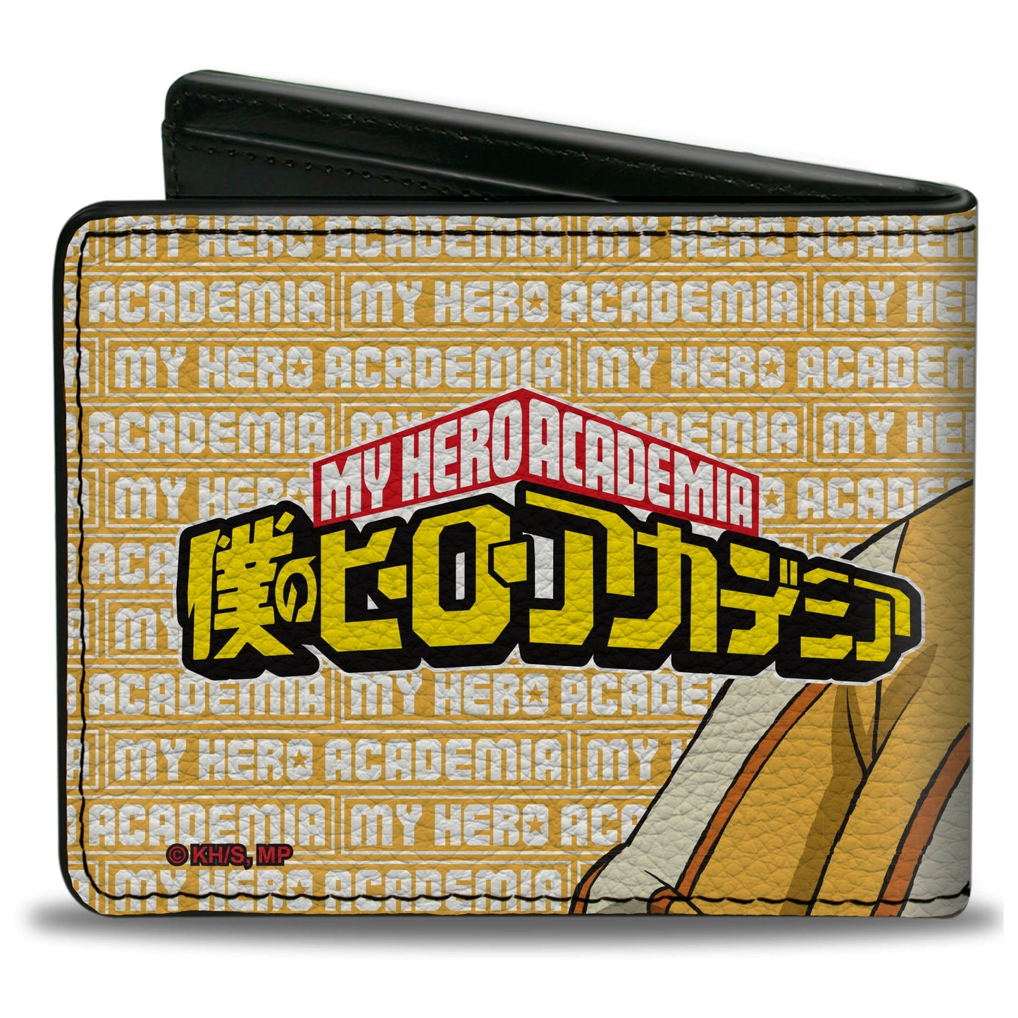 Bi-Fold Wallet - MY HERO ACADEMIA Pro Hero Fat Gum Pose and Title Logo Yellow/White