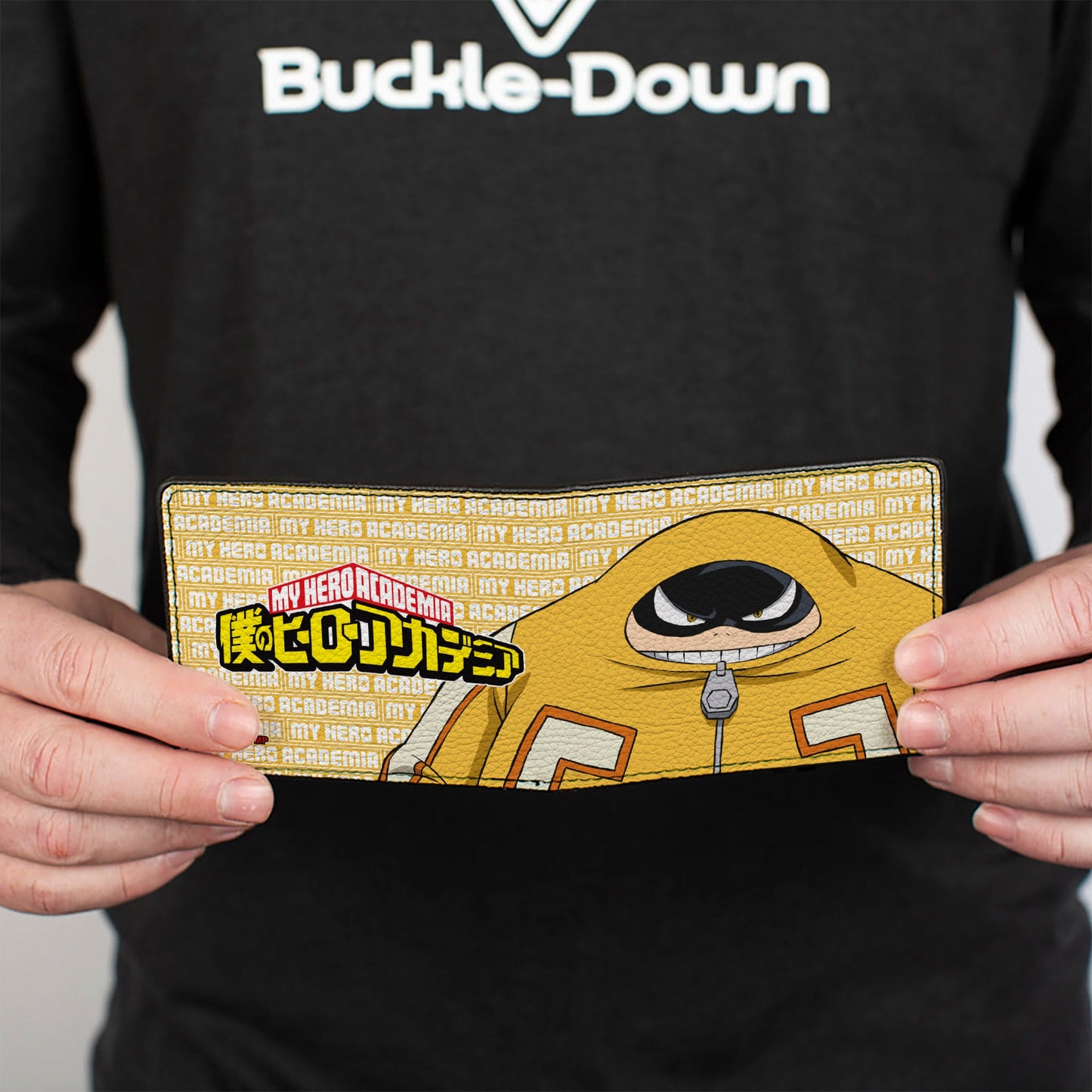Bi-Fold Wallet - MY HERO ACADEMIA Pro Hero Fat Gum Pose and Title Logo Yellow/White
