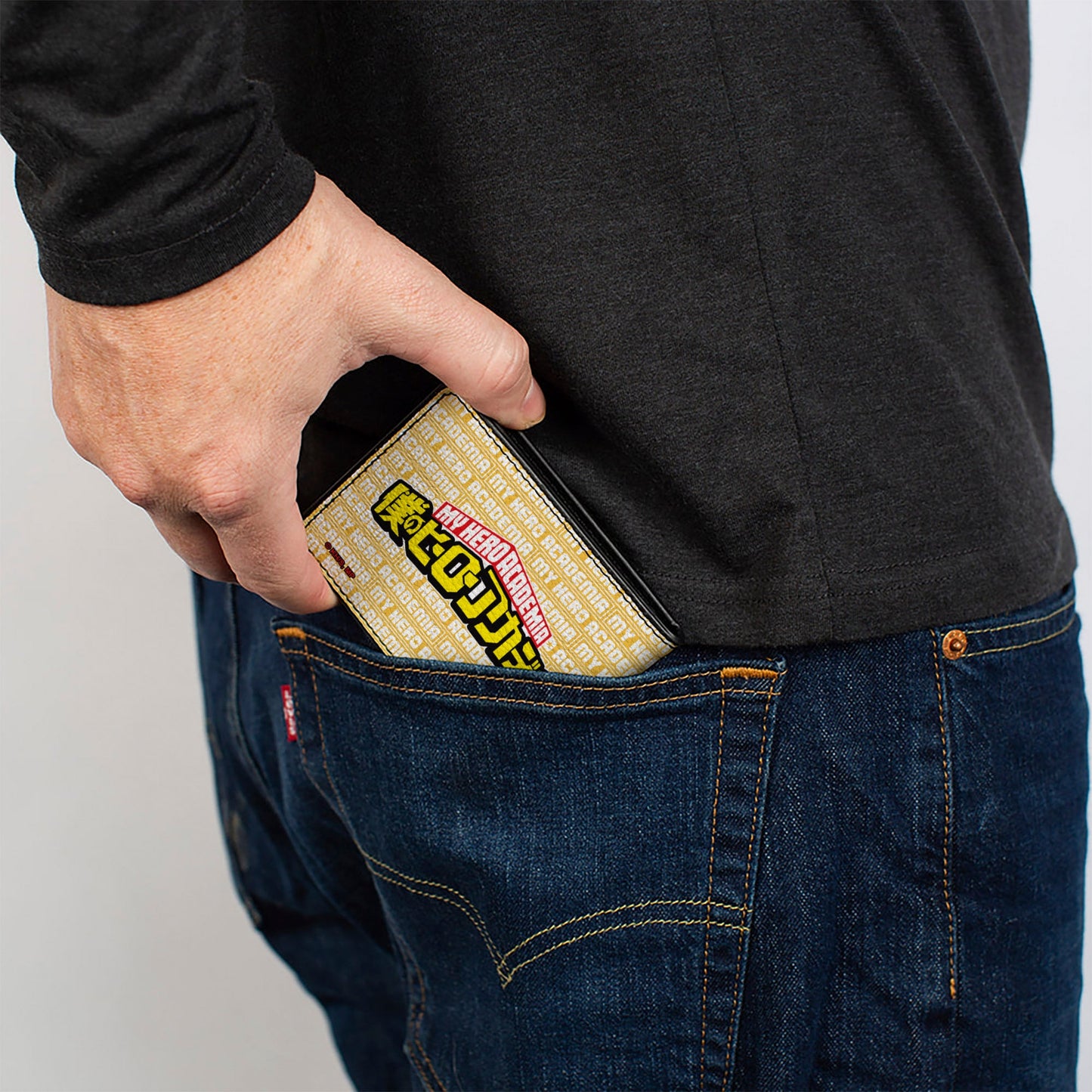 Bi-Fold Wallet - MY HERO ACADEMIA Pro Hero Fat Gum Pose and Title Logo Yellow/White