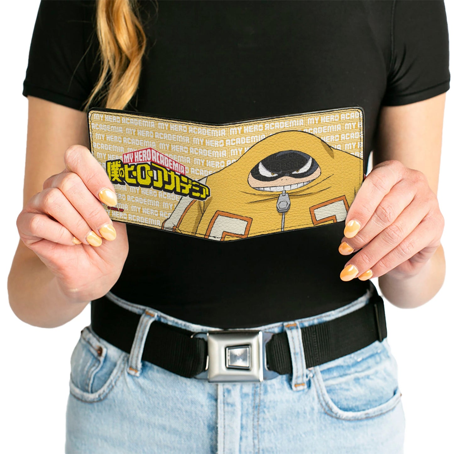 Bi-Fold Wallet - MY HERO ACADEMIA Pro Hero Fat Gum Pose and Title Logo Yellow/White