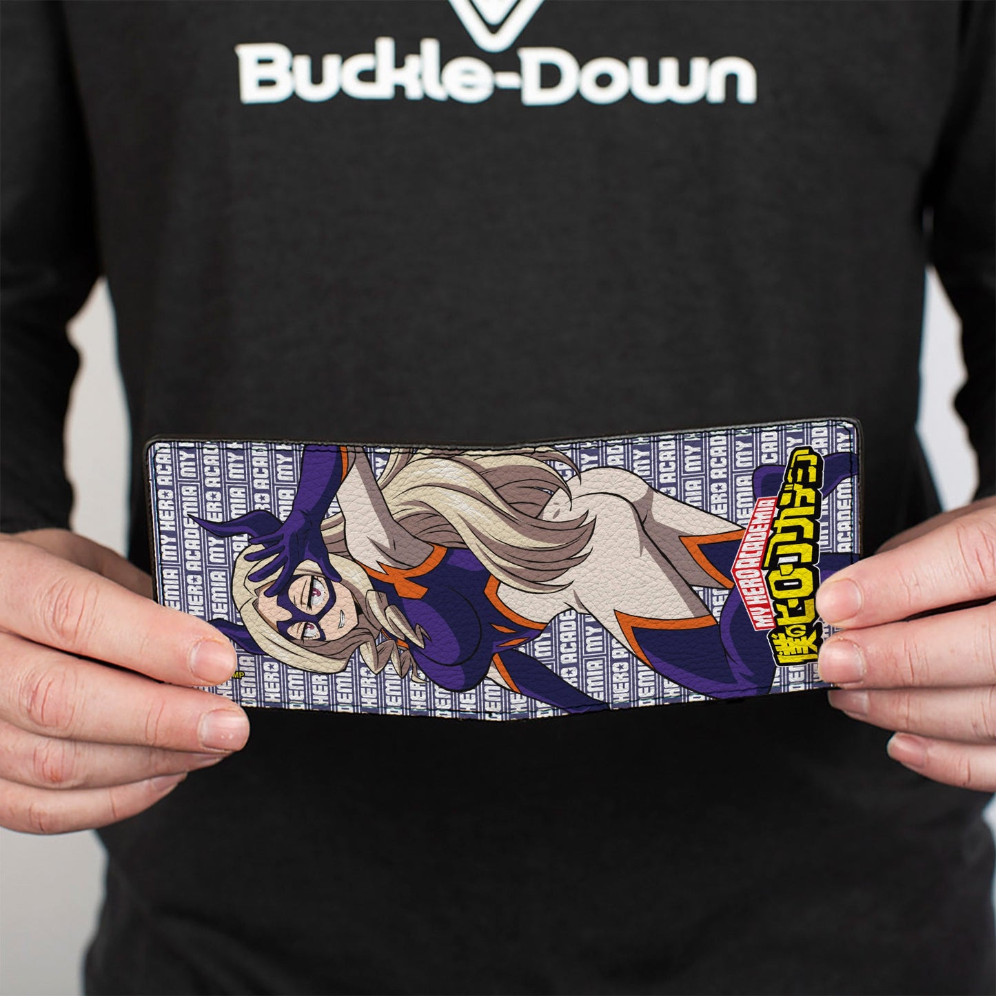Bi-Fold Wallet - MY HERO ACADEMIA Pro Hero Mt. Lady Pose and Title Logo Purple/White