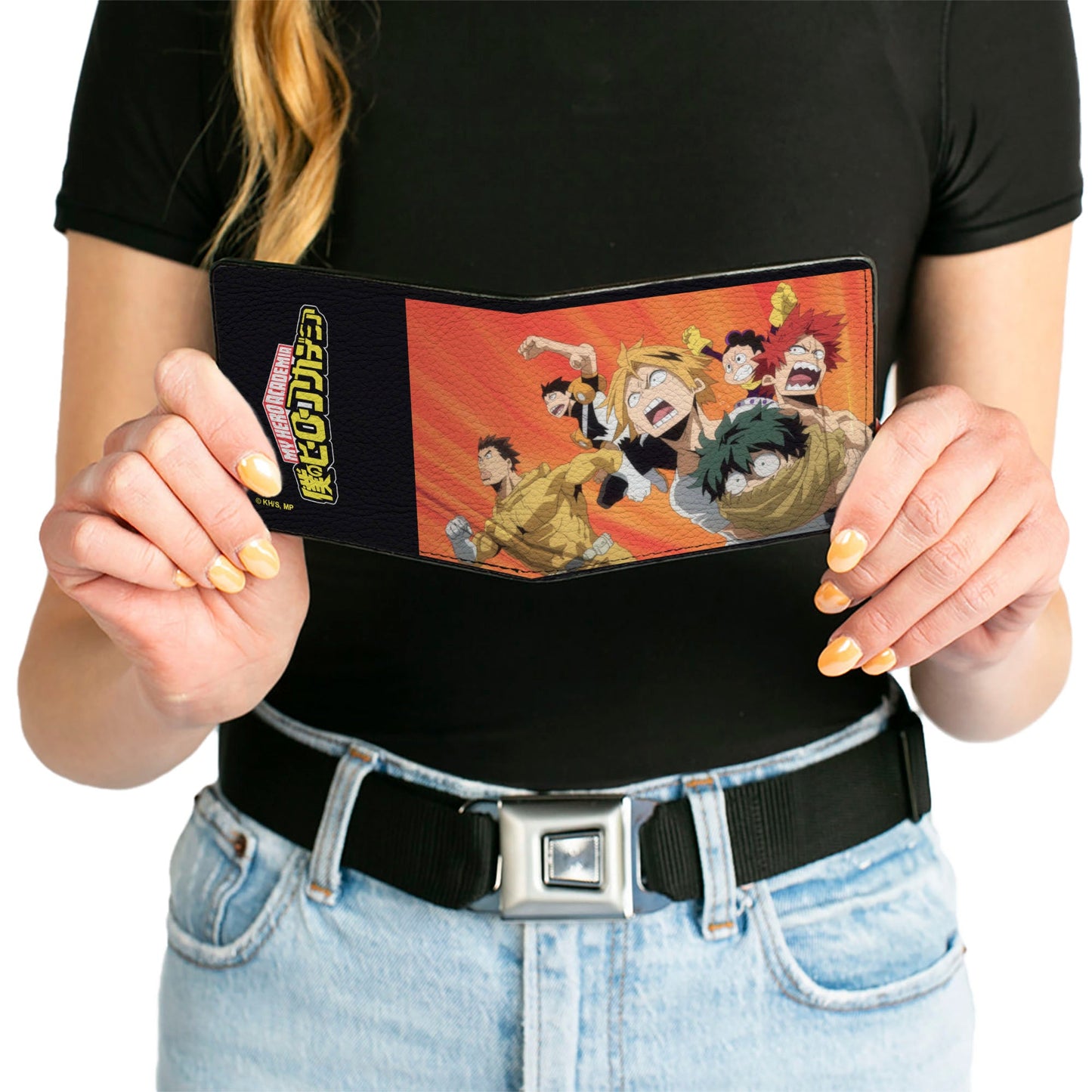 Bi-Fold Wallet - MY HERO ACADEMIA Six Heroes Attack Pose andTitle Logo Red/Oranges