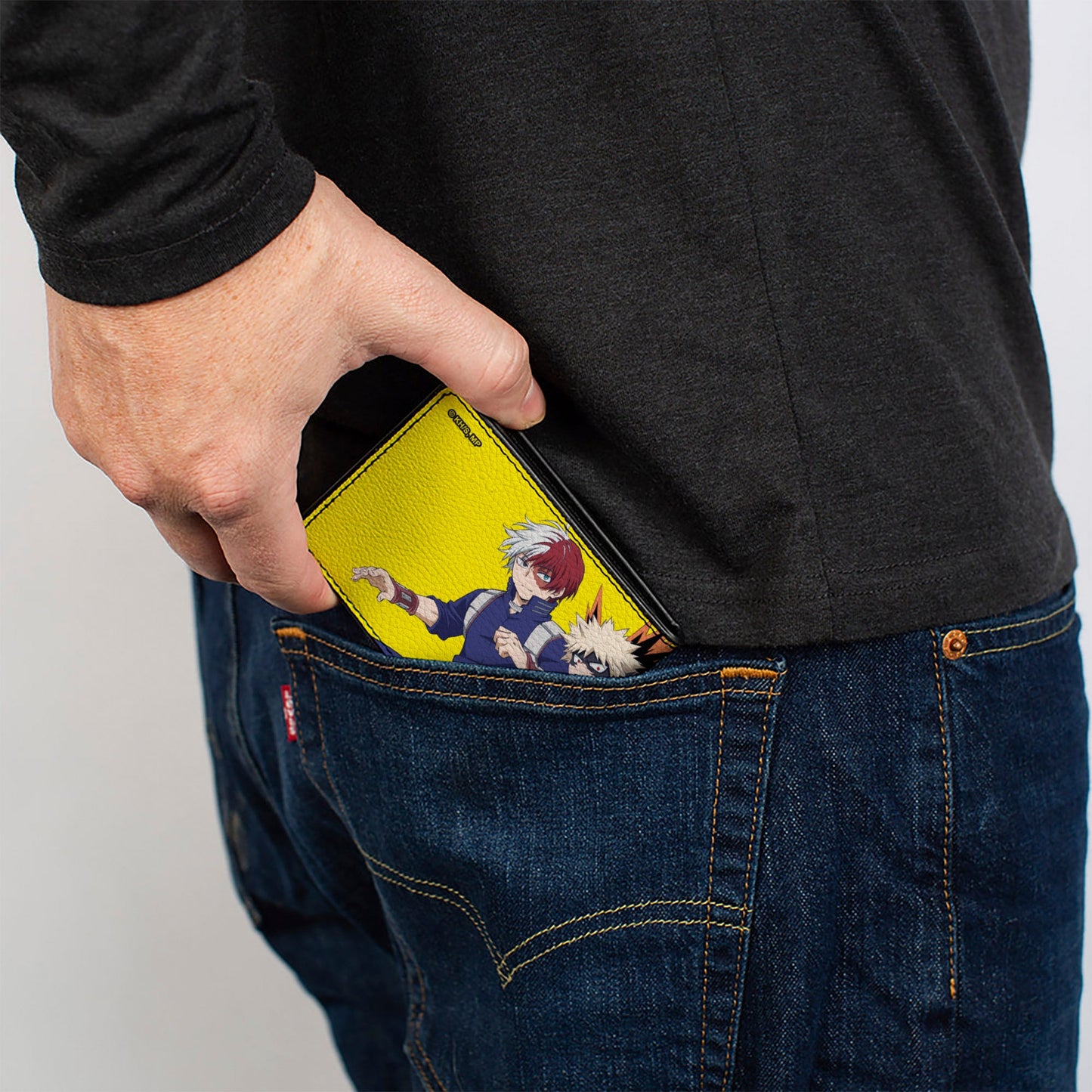 Bi-Fold Wallet - MY HERO ACADEMIA Three Character Group Pose and Title Logo Yellow