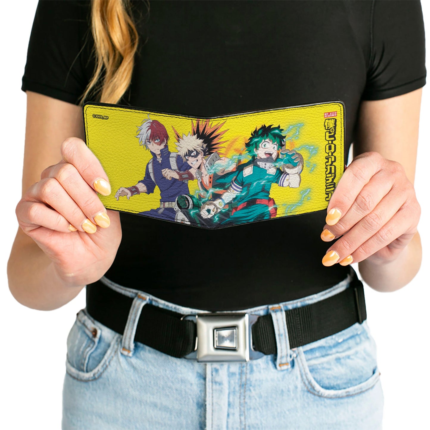 Bi-Fold Wallet - MY HERO ACADEMIA Three Character Group Pose and Title Logo Yellow