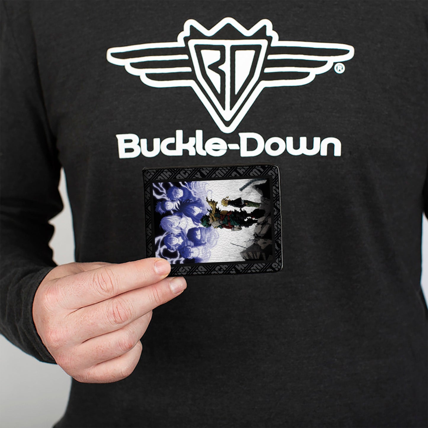 Bi-Fold Wallet - MY HERO ACADEMIA Izuku and All Might Dark Hero Arc and Title Logo Black/Gray