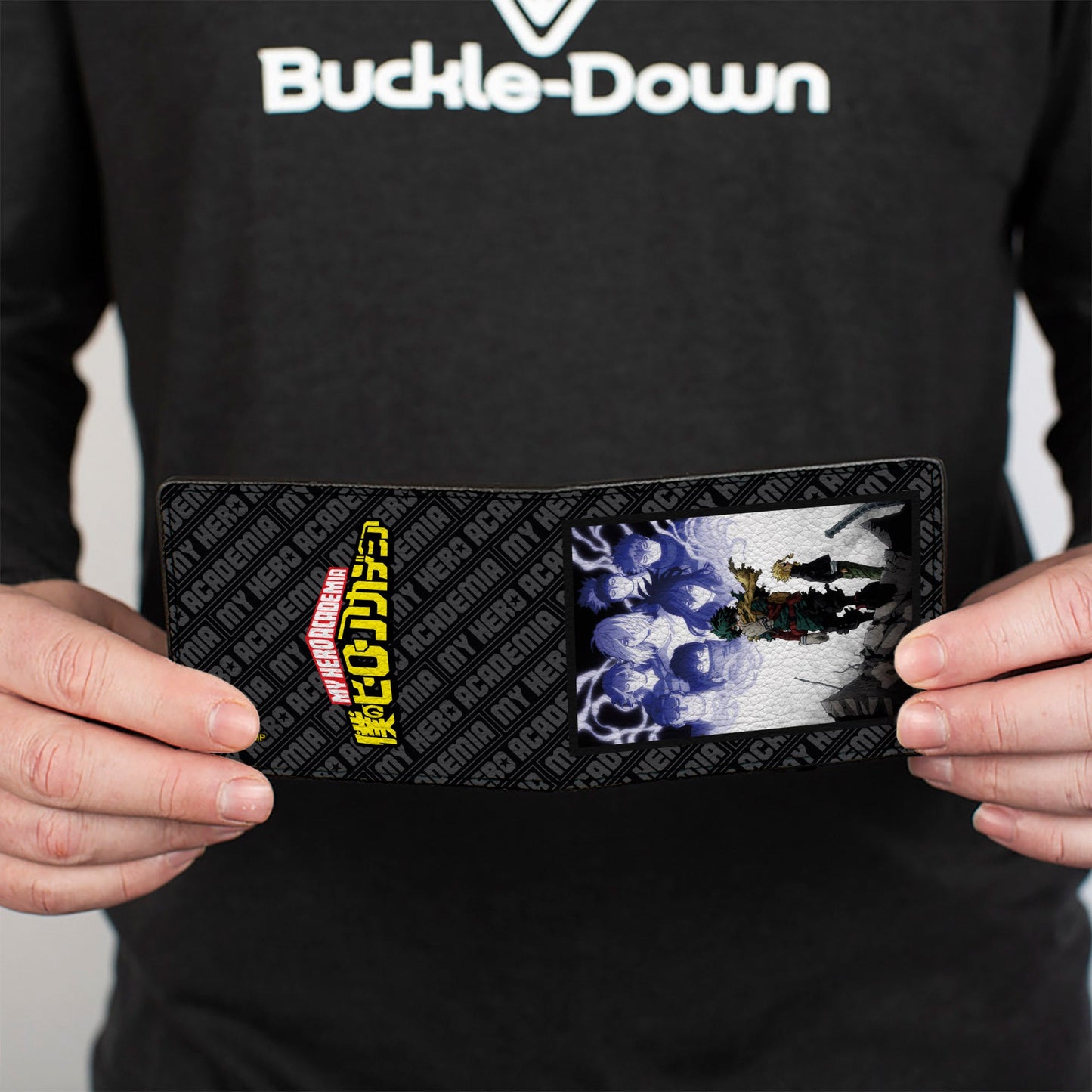 Bi-Fold Wallet - MY HERO ACADEMIA Izuku and All Might Dark Hero Arc and Title Logo Black/Gray
