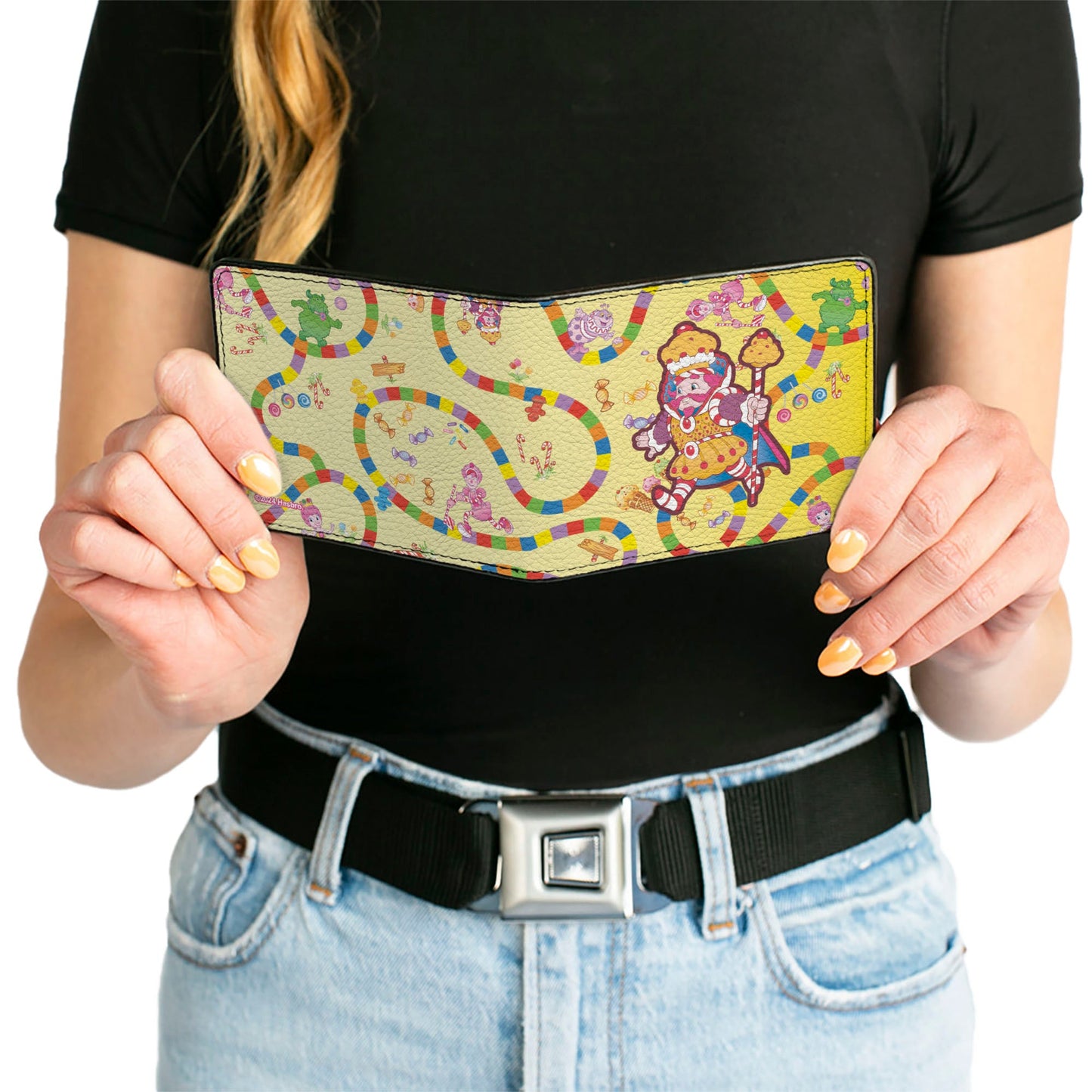 Bi-Fold Wallet - Candy Land Kandy King Game Path Pose and Characters Yellow/Multi Color