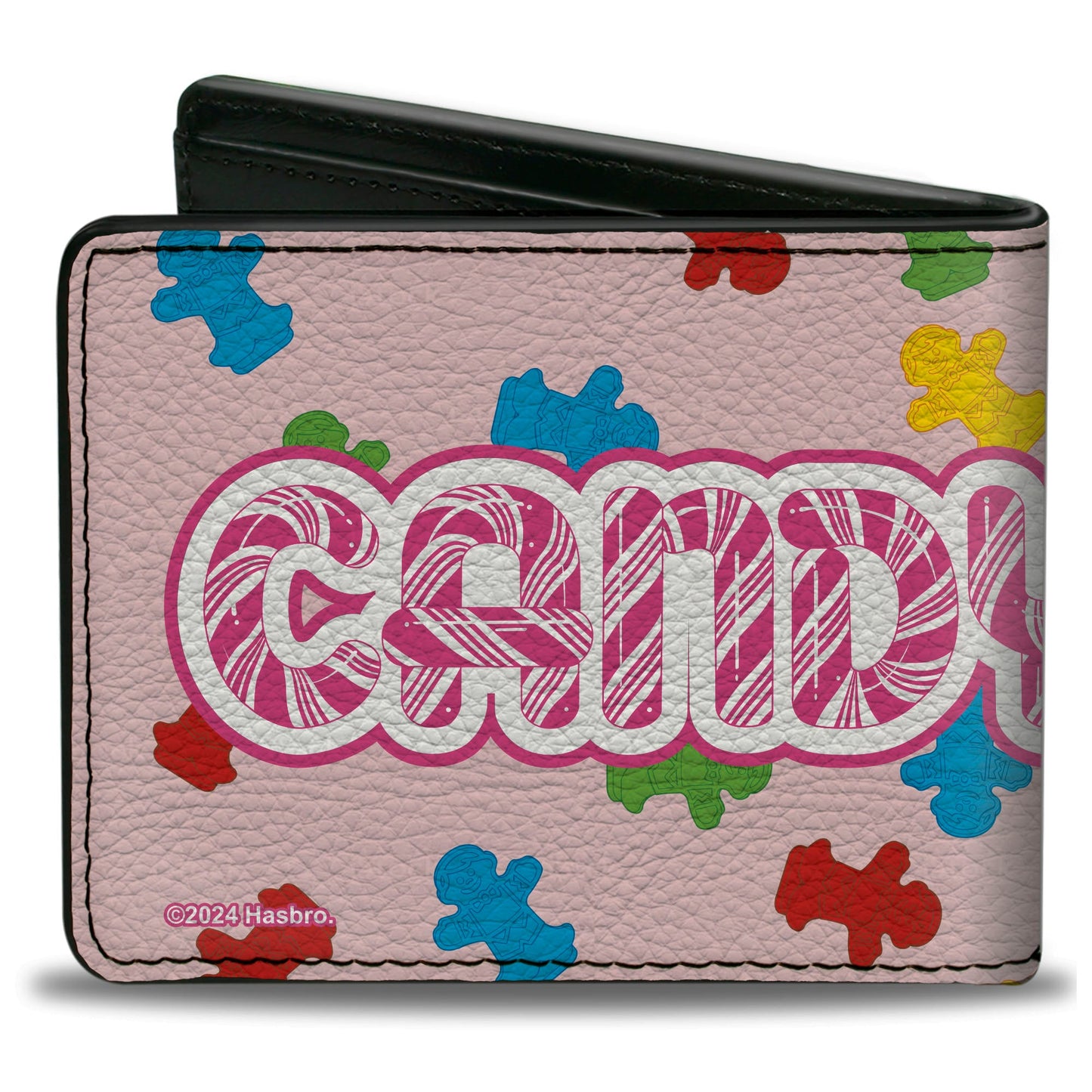 Bi-Fold Wallet - CANDYLAND Title Logo and Gingerbread Token Icons Scattered Pink