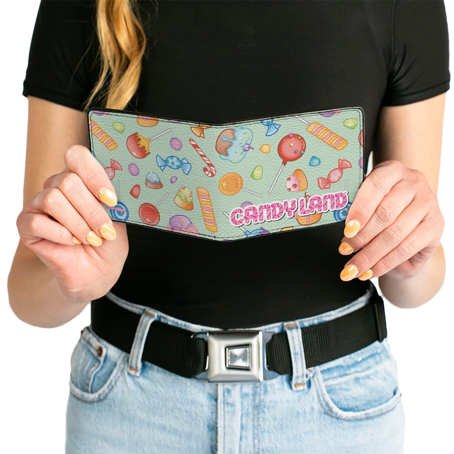 Bi-Fold Wallet - CANDY LAND Title Logo and Candy Collage Mint Green