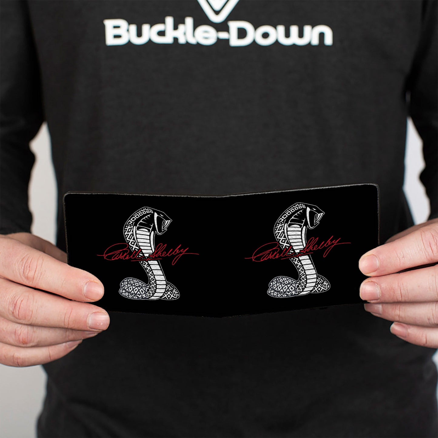 Bi-Fold Wallet - CARROLL SHELBY Script Cobra Split Black White Red