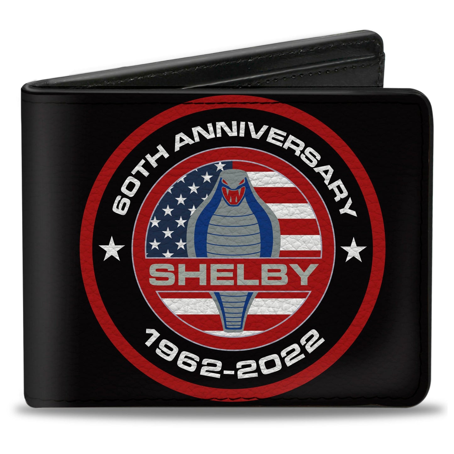 Bi-Fold Wallet - Carroll Shelby 60TH ANNIVERSARY SHELBY Cobra Icon Black Red White Gray Blue