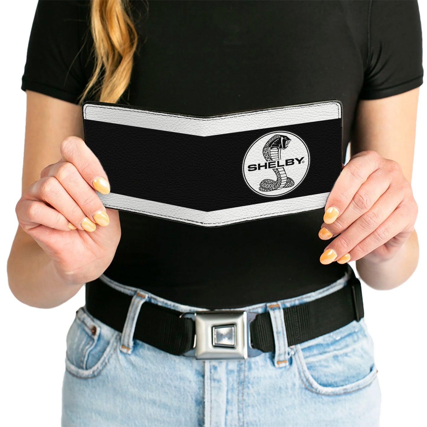 Bi-Fold Wallet - SHELBY Tiffany Split Stripe White Black