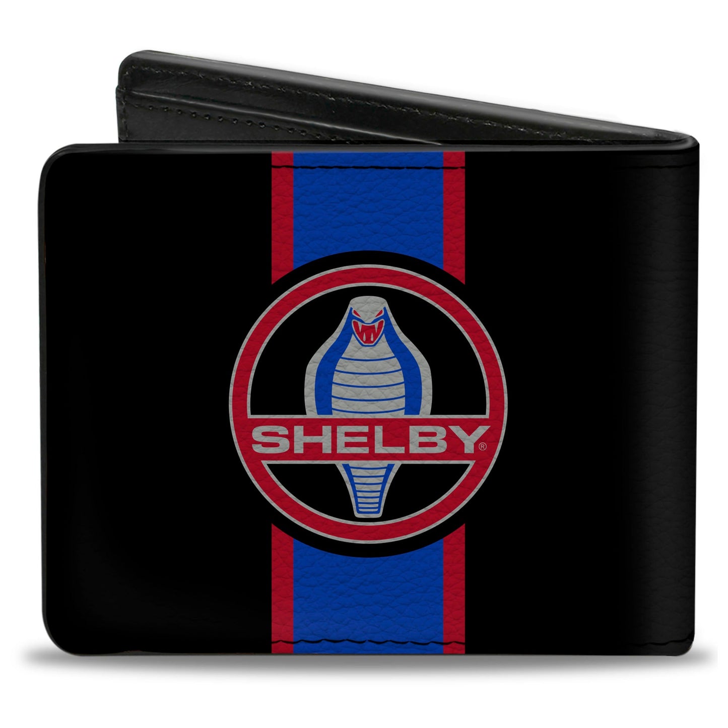 Bi-Fold Wallet - SHELBY Cobra Center Stripe Black Gray Red Blue