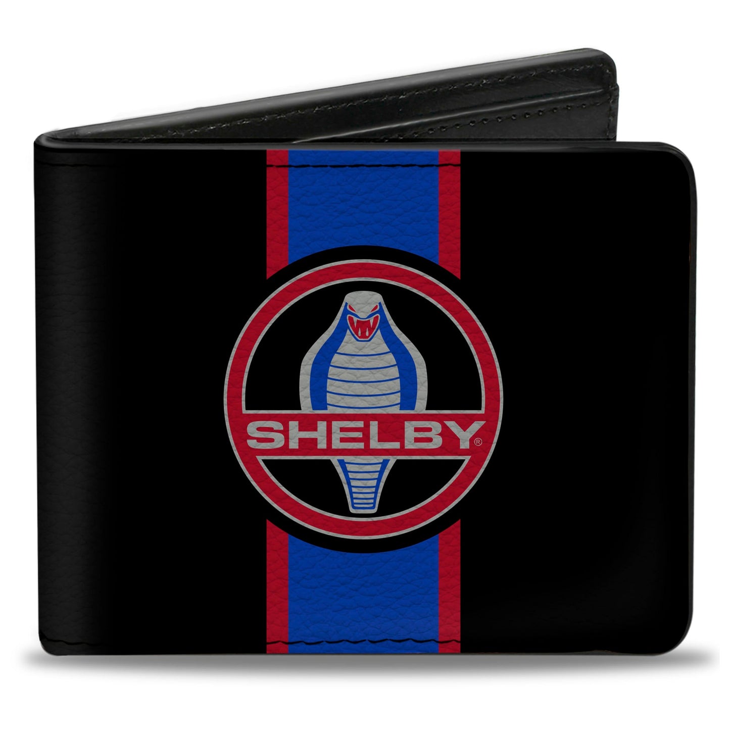Bi-Fold Wallet - SHELBY Cobra Center Stripe Black Gray Red Blue