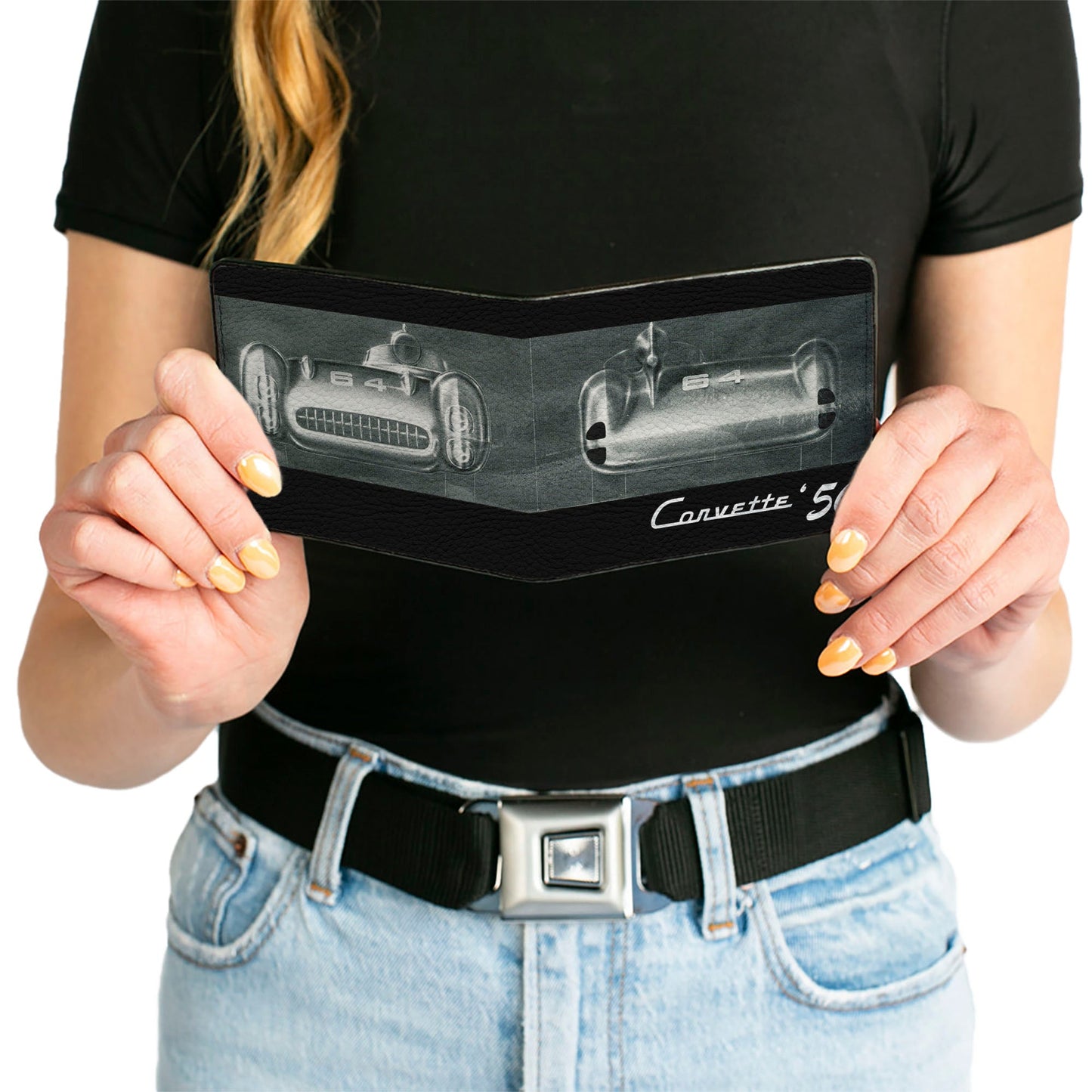 Bi-Fold Wallet - CORVETTE '56 SS Bumper + Grill Black Grays White