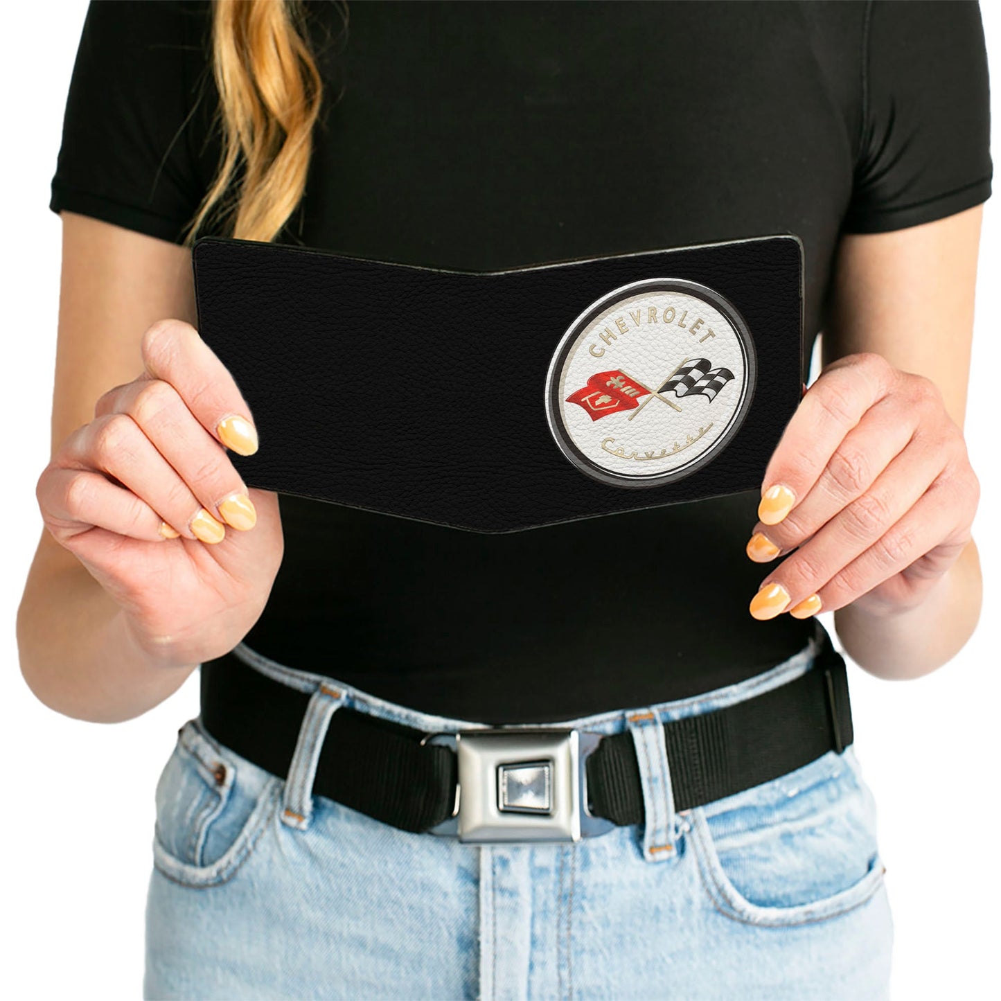 Bi-Fold Wallet - Corvette C1 Flags Emblem Black