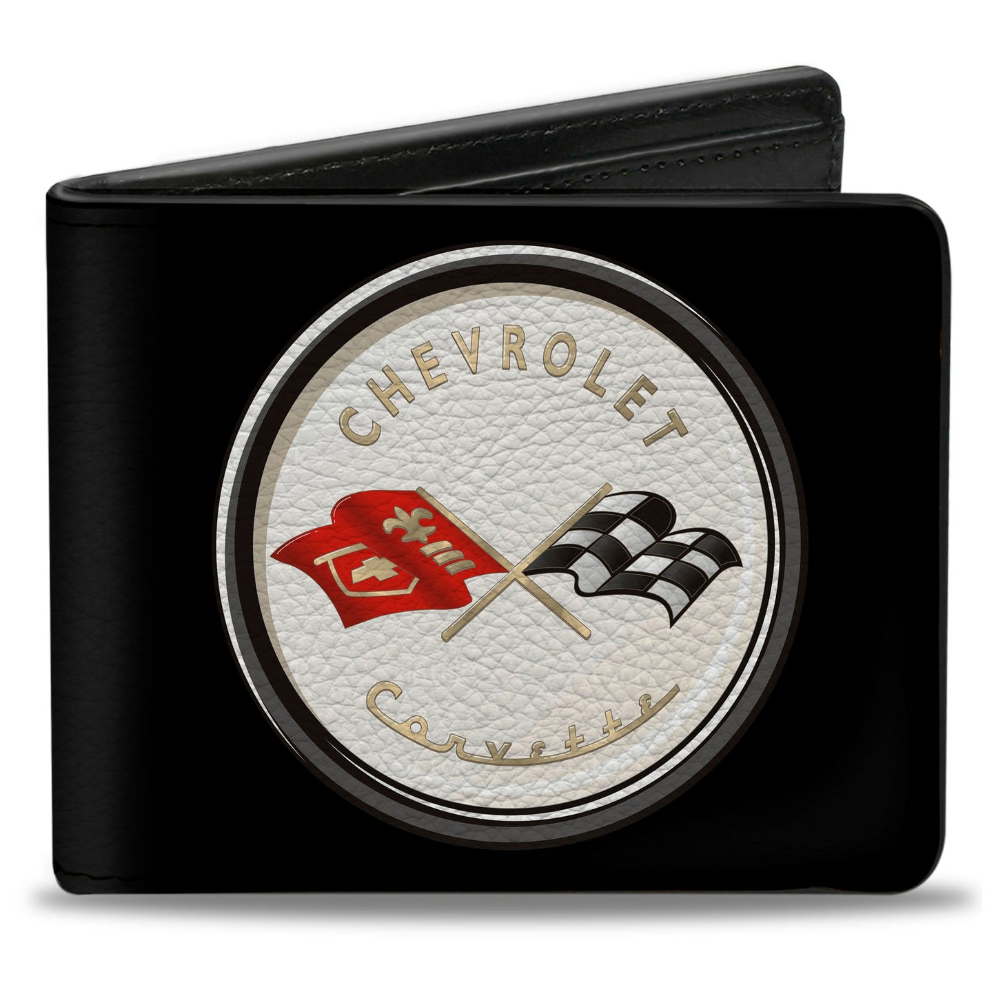 Bi-Fold Wallet - Corvette C1 Flags Emblem Black