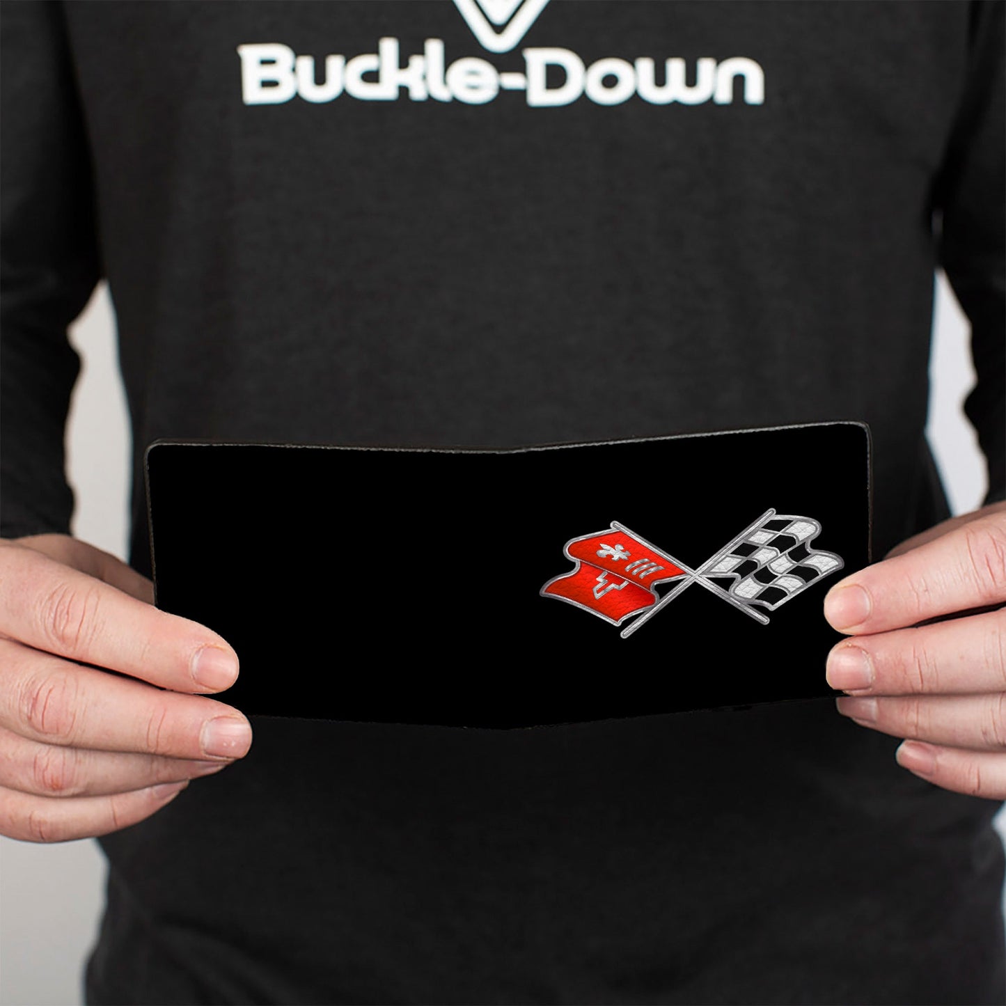 Bi-Fold Wallet - Corvette C3 Crossed Flags Logo Black