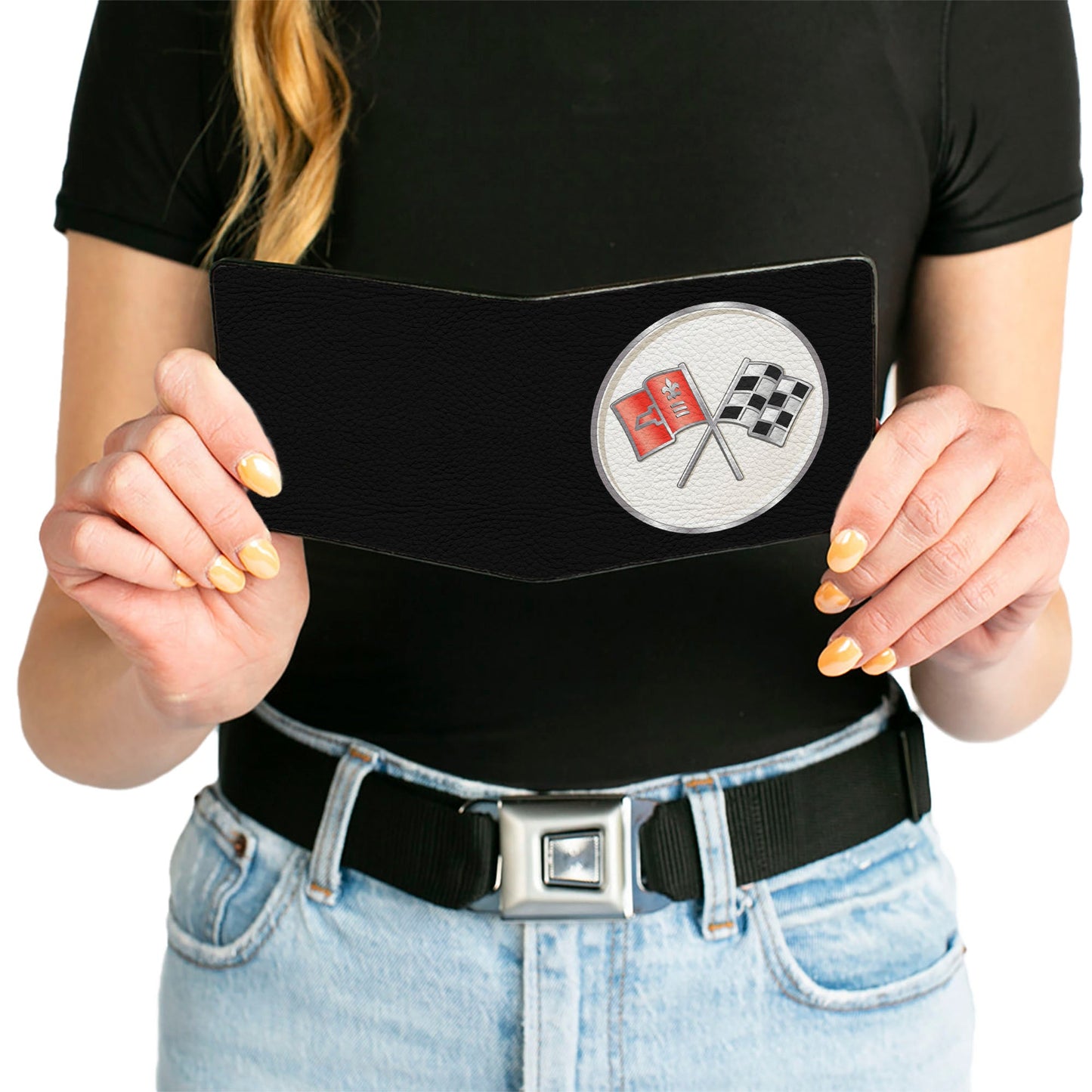 Bi-Fold Wallet - Corvette C2 Flags Logo Black