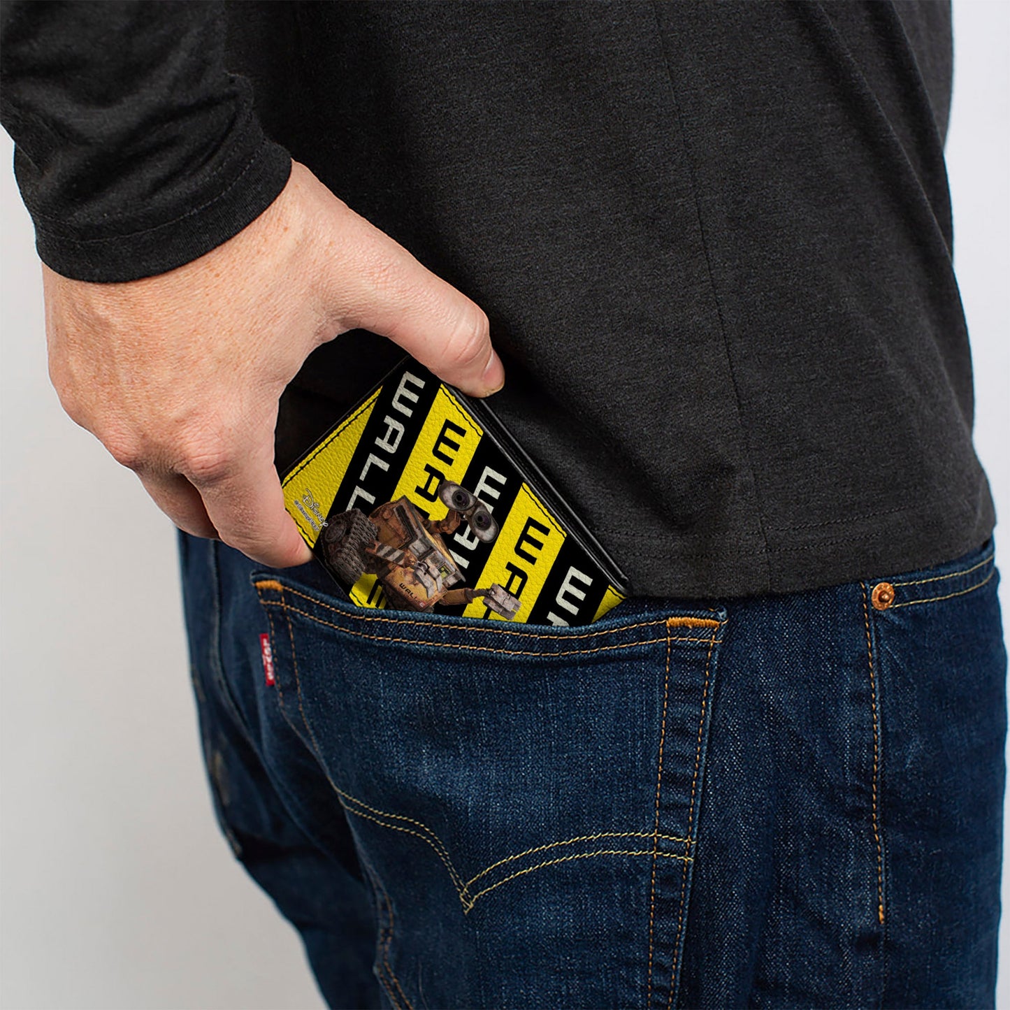 Bi-Fold Wallet - WALL-E 2-Poses Warning Stripe Yellow Black White