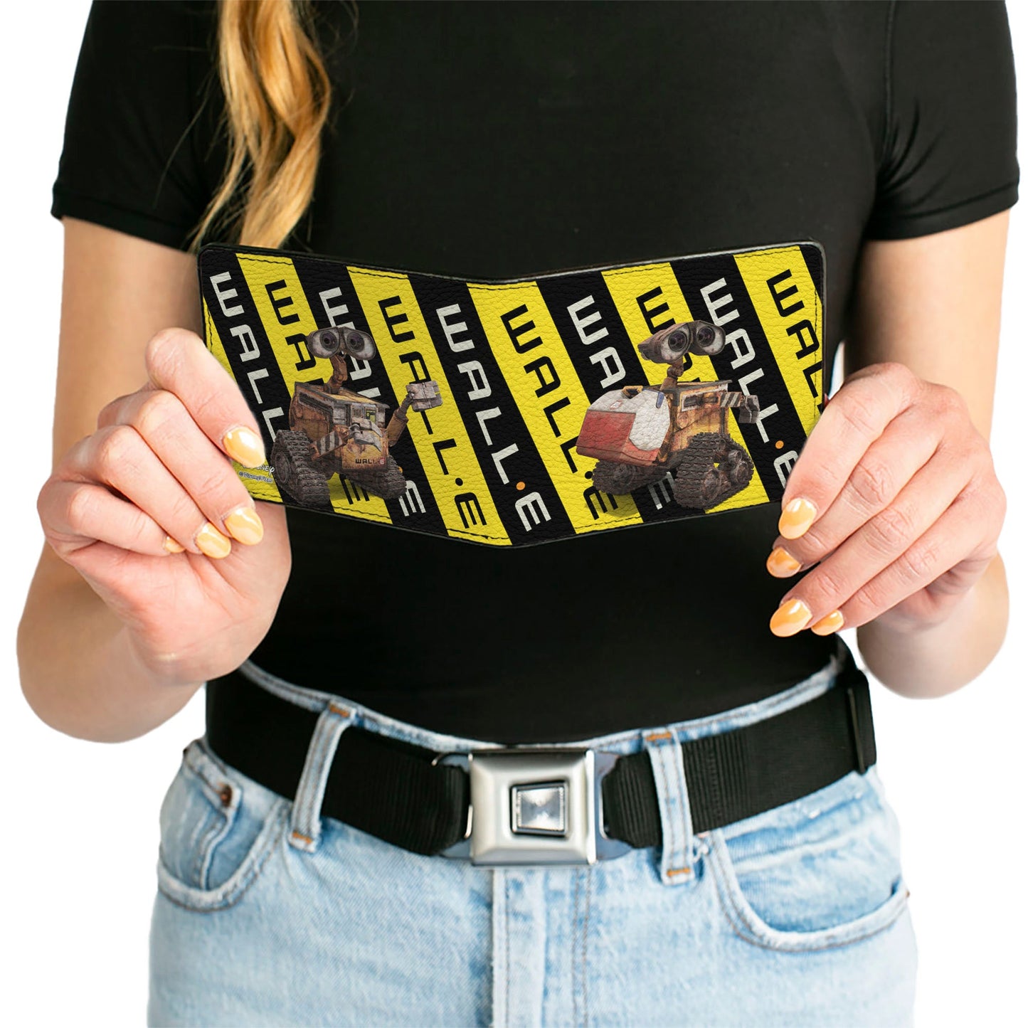 Bi-Fold Wallet - WALL-E 2-Poses Warning Stripe Yellow Black White