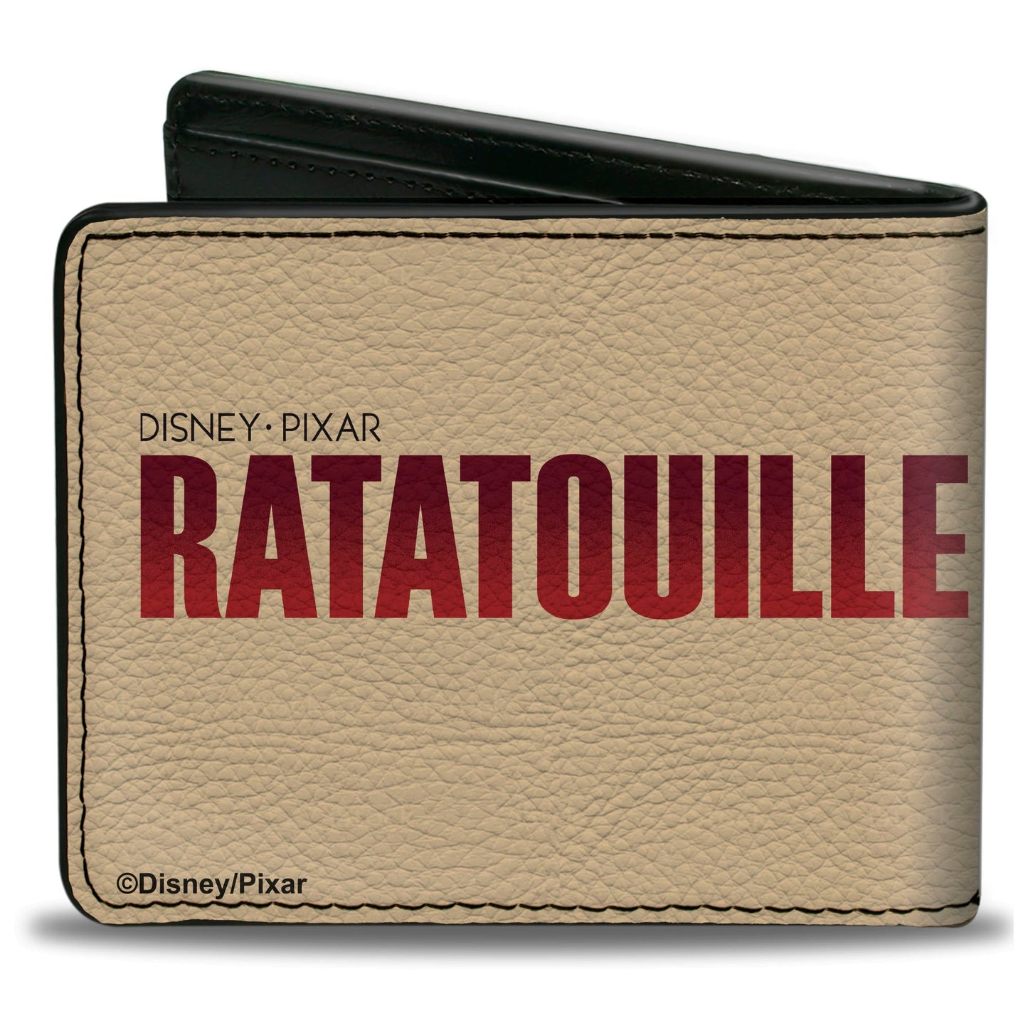 Bi-Fold Wallet - Ratatouille Remy BON APPETIT Hiding Pose + Text Logo Beige Reds