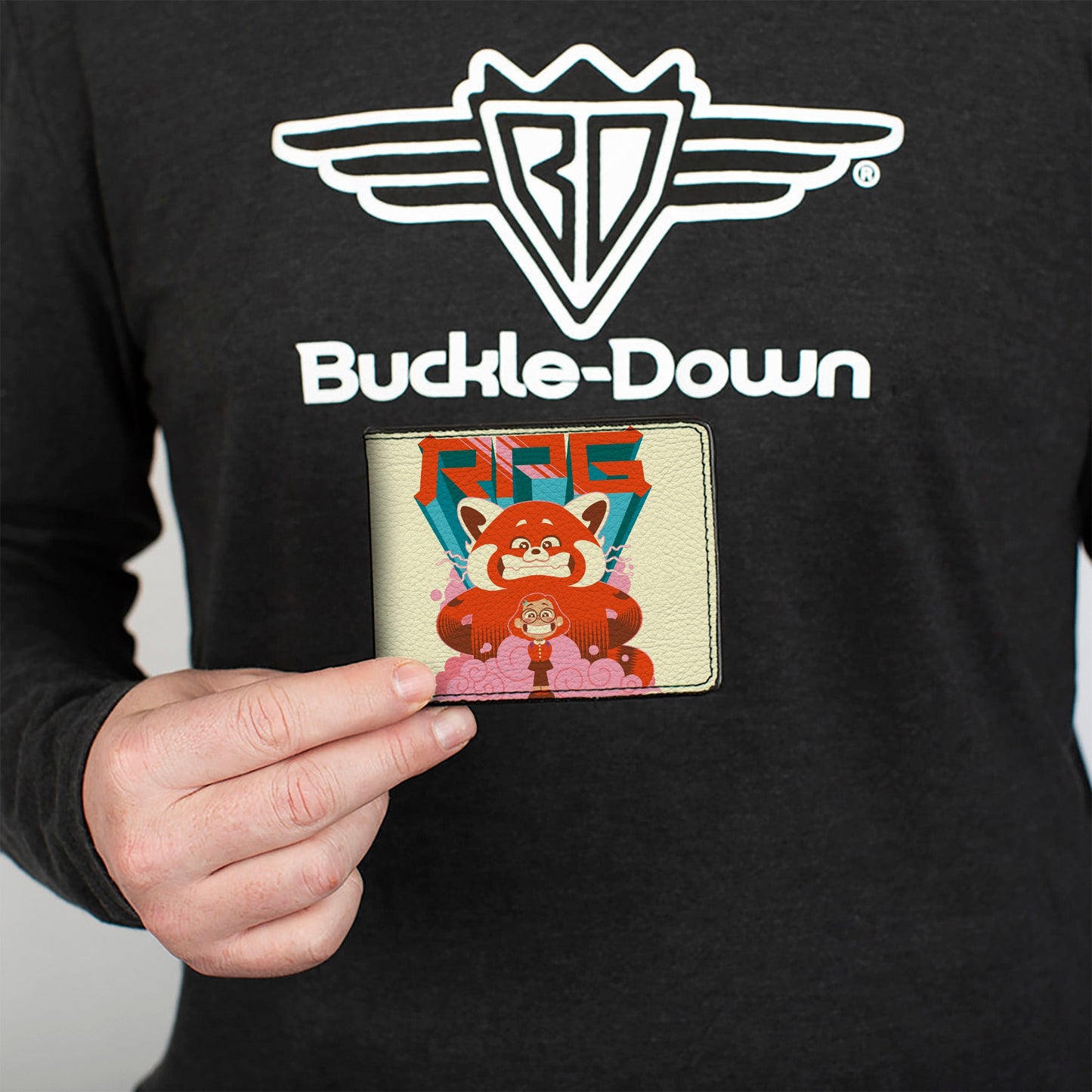Bi-Fold Wallet - Turning Red Mei Lee and Red Panda Mei RPG Pose Cream Blues Orange Pink