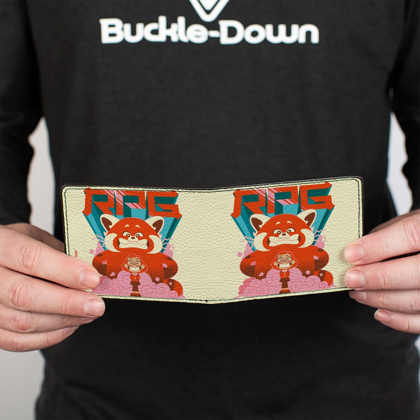 Bi-Fold Wallet - Turning Red Mei Lee and Red Panda Mei RPG Pose Cream Blues Orange Pink