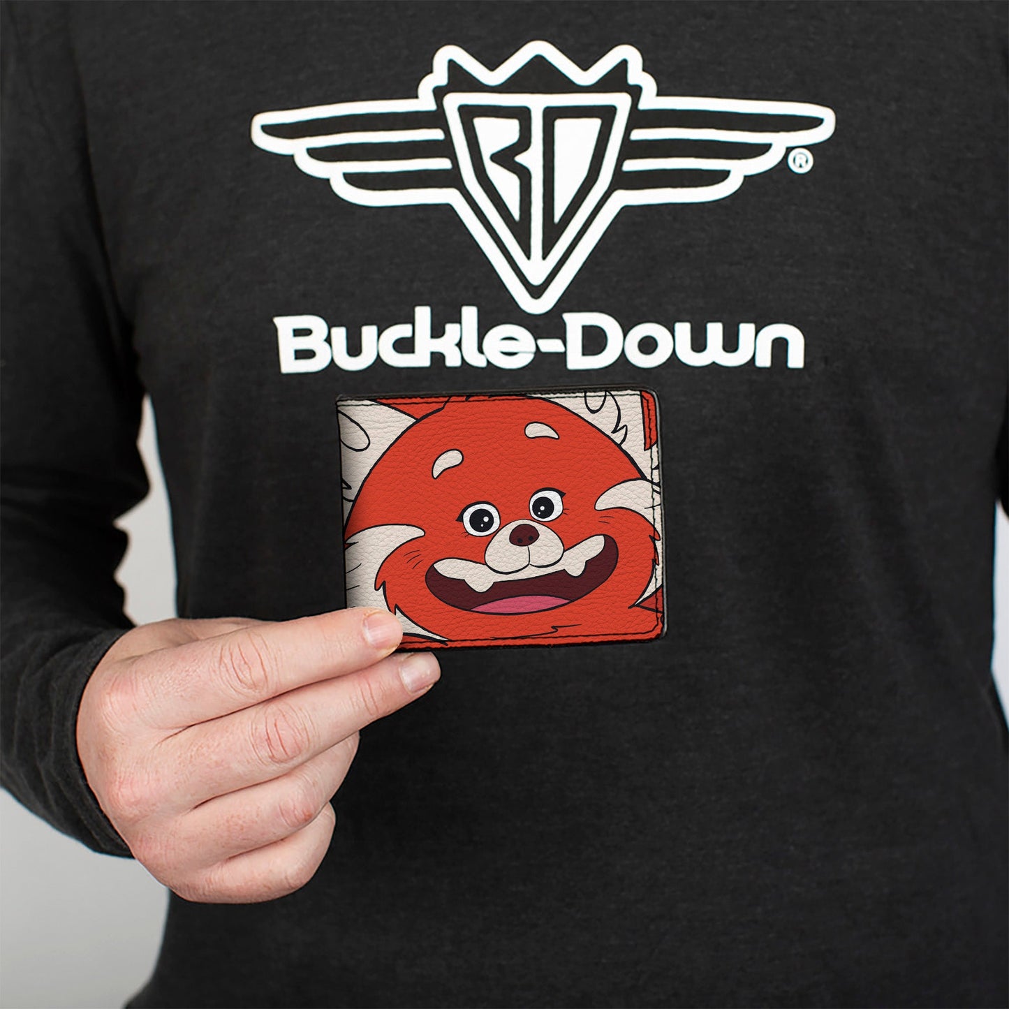 Bi-Fold Wallet - Turning Red Red Panda Mei Smiling Face Close-Up Red