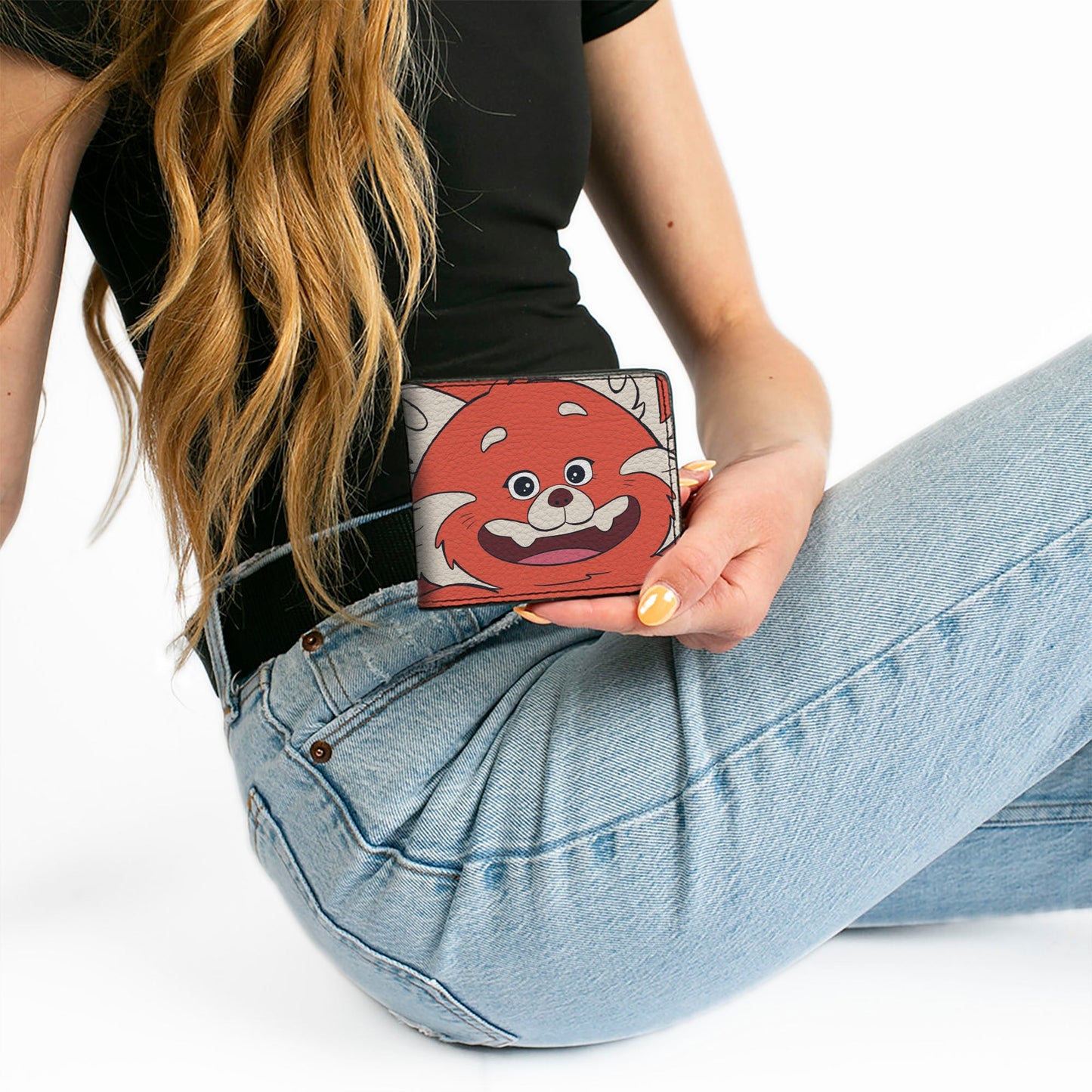 Bi-Fold Wallet - Turning Red Red Panda Mei Smiling Face Close-Up Red