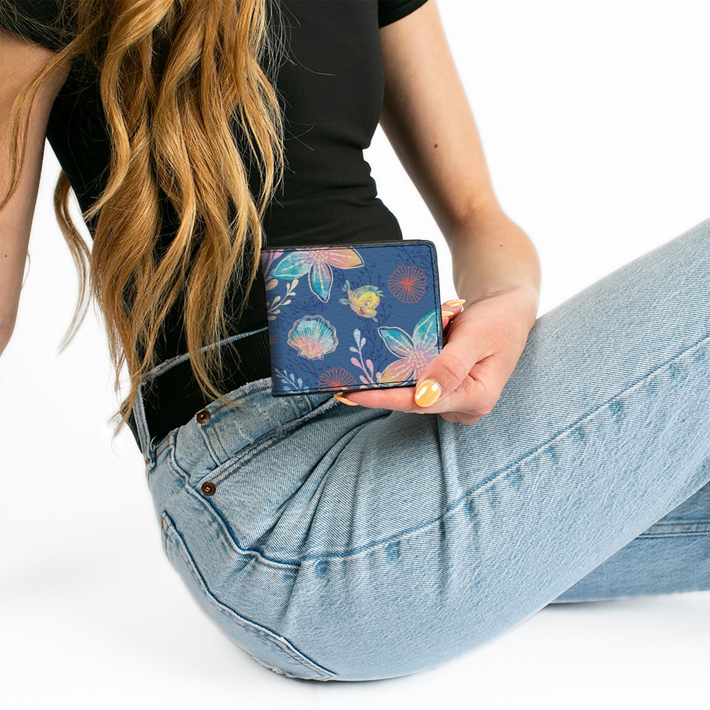 Bi-Fold Wallet - The Little Mermaid Flounder and Sebastian Under the Sea Blues