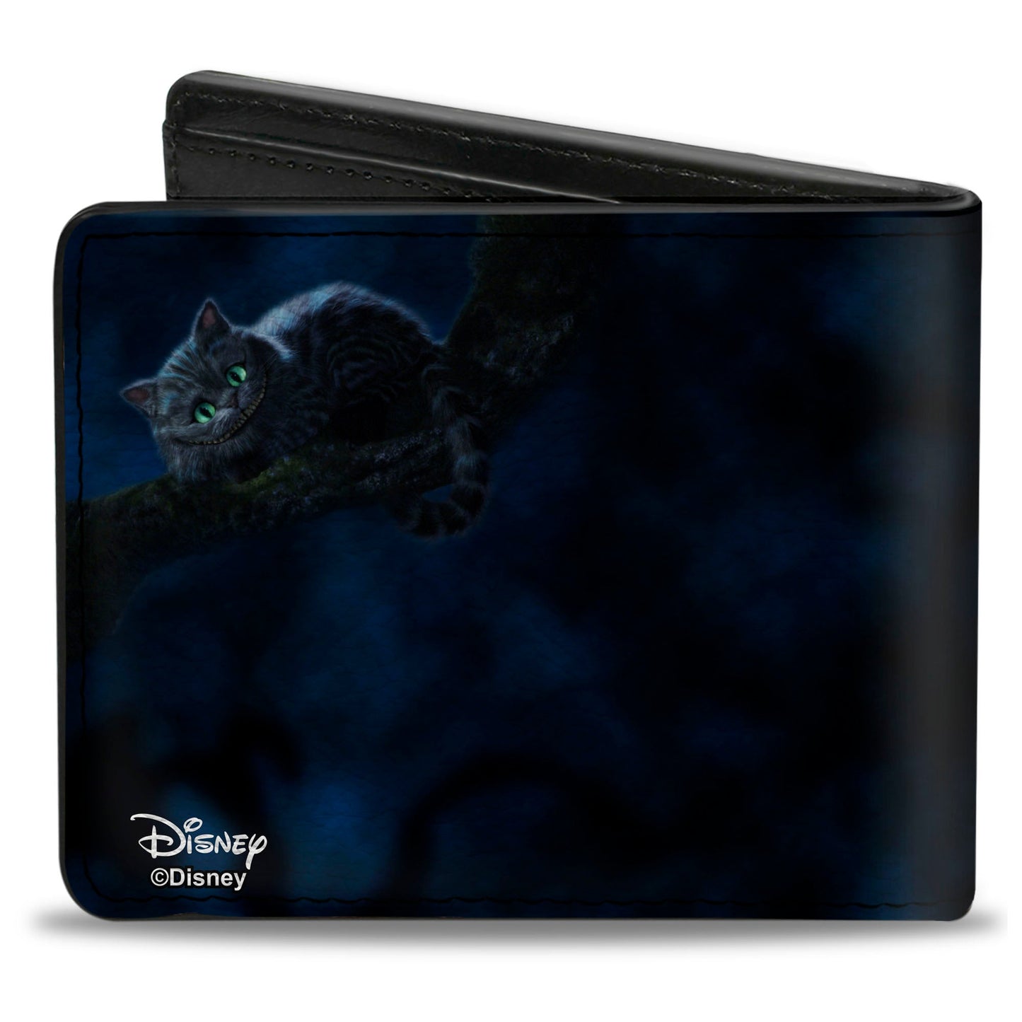 Bi-Fold Wallet - Tim Burton's Cheshire Cat Eyes & Teeth + Tree Pose Smokey Blues