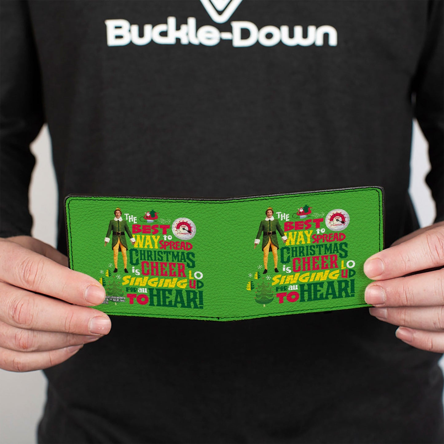 Bi-Fold Wallet - Elf Buddy the Elf THE BEST WAY TO SPREAD CHRISTMAS CHEER Quote Greens Red Yellow White