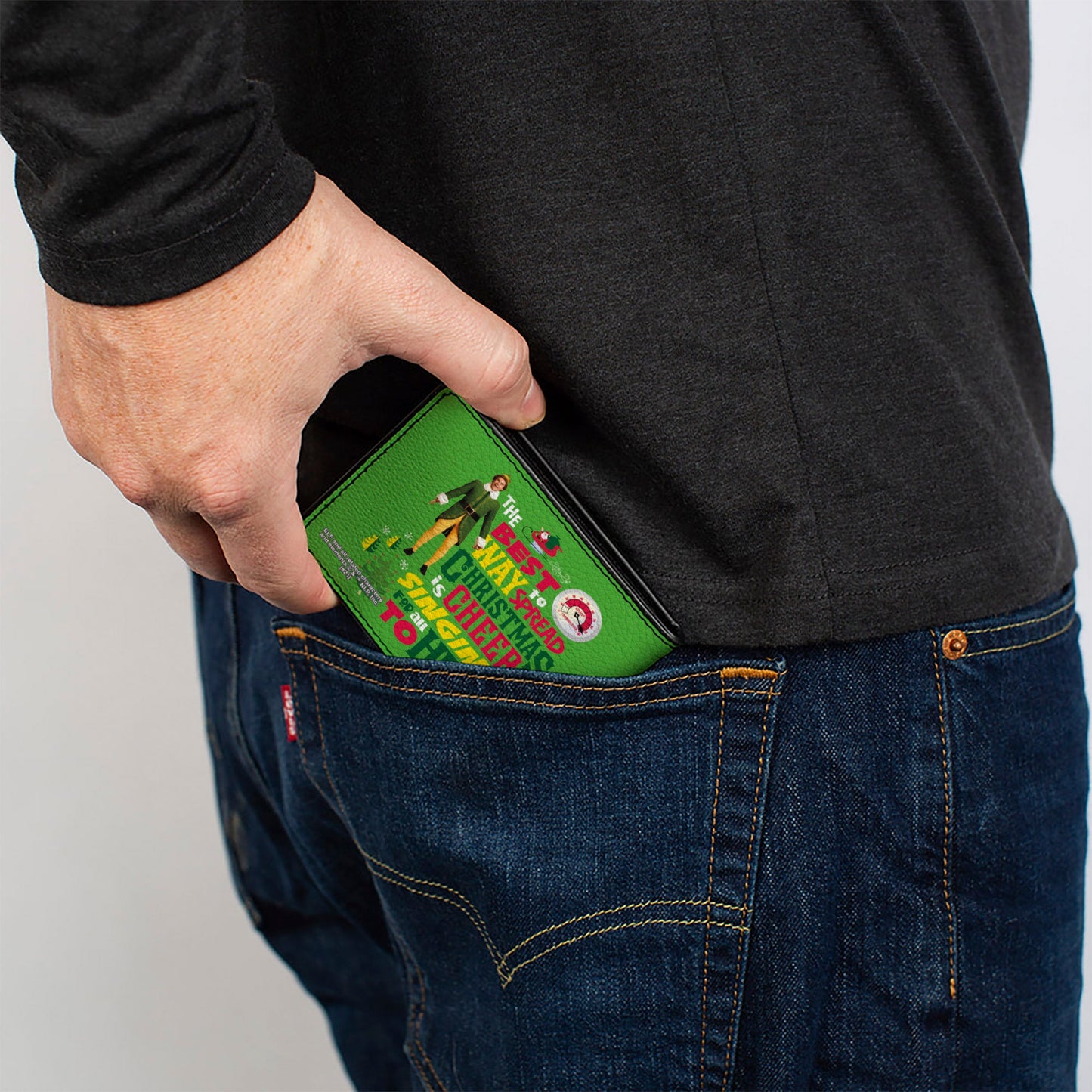 Bi-Fold Wallet - Elf Buddy the Elf THE BEST WAY TO SPREAD CHRISTMAS CHEER Quote Greens Red Yellow White