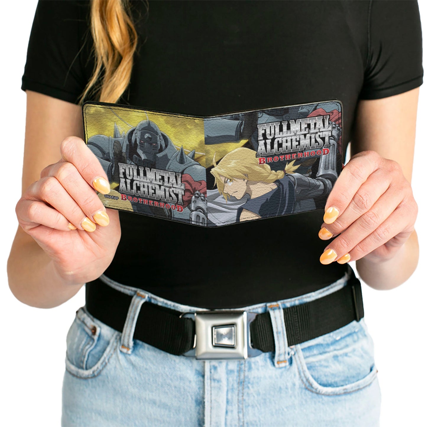 Bi-Fold Wallet - FULLMETAL ALCHEMIST BROTHERHOOD Elric Brothers Yellow Sky Pose Blocks