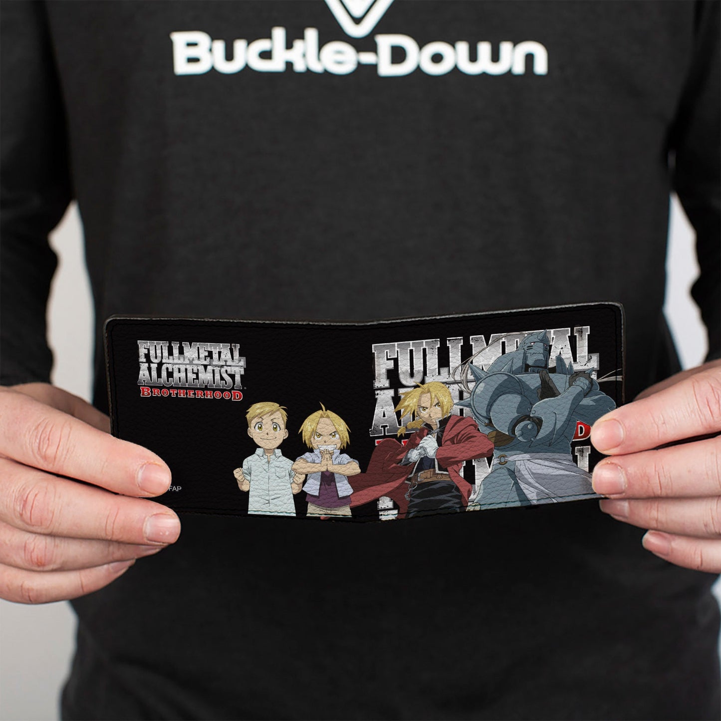 Bi-Fold Wallet - FULLMETAL ALCHEMIST BROTHERHOOD Elric Brothers Before and After Poses Black