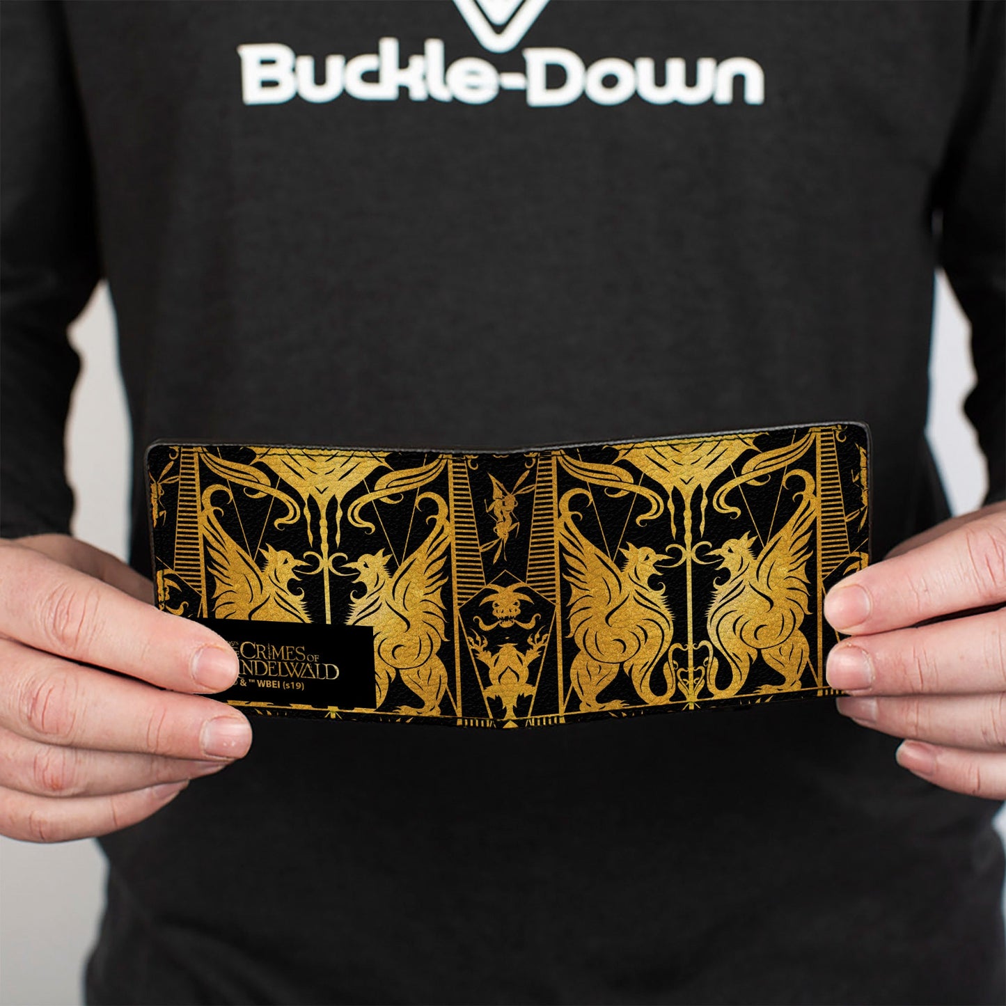Bi-Fold Wallet - Fantastic Beasts The Crimes of Grindelwald Obscurus Book Binding CLOSE-UP Black Golds