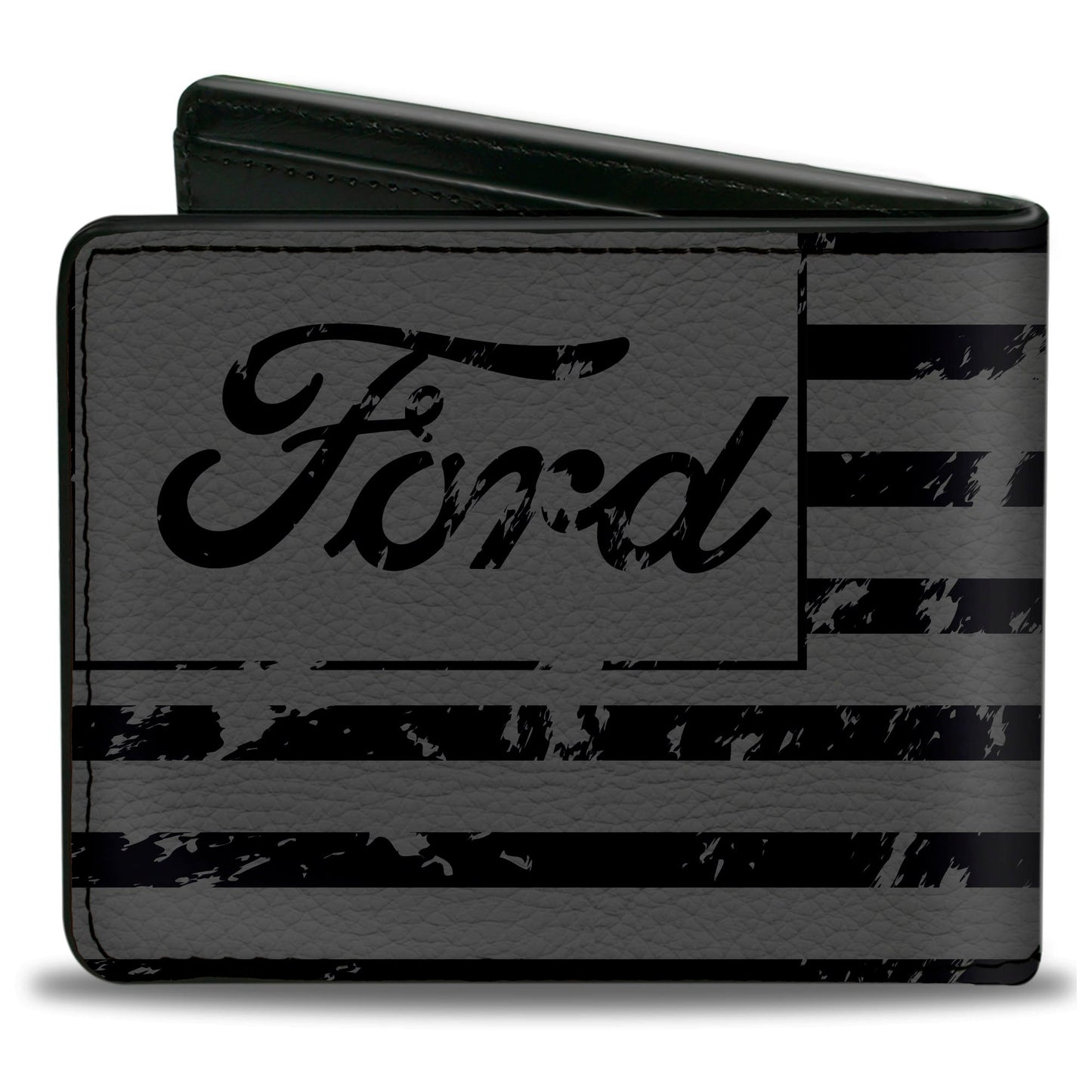 Bi-Fold Wallet - FORD Script Americana Flag Weathered Gray Black