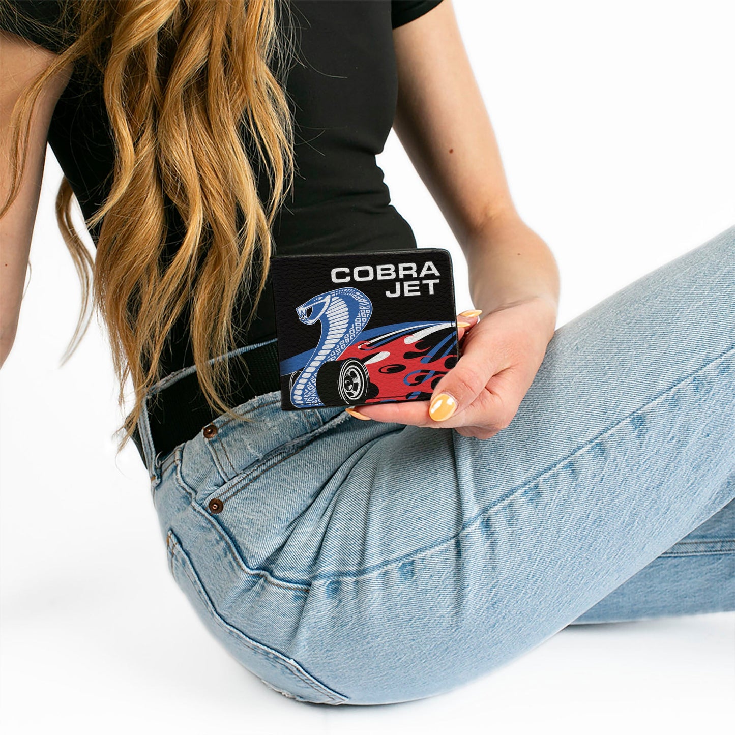 Bi-Fold Wallet - COBRA JET Logo + FORD Oval Black Blue White Red