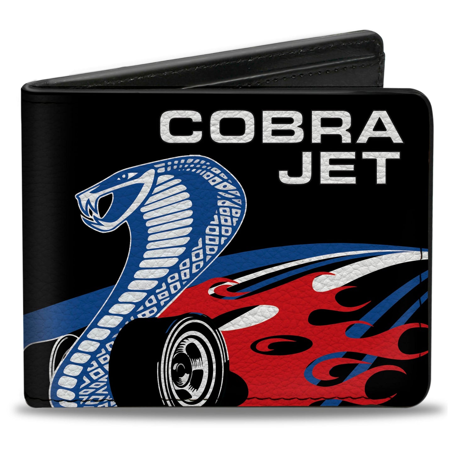 Bi-Fold Wallet - COBRA JET Logo + FORD Oval Black Blue White Red