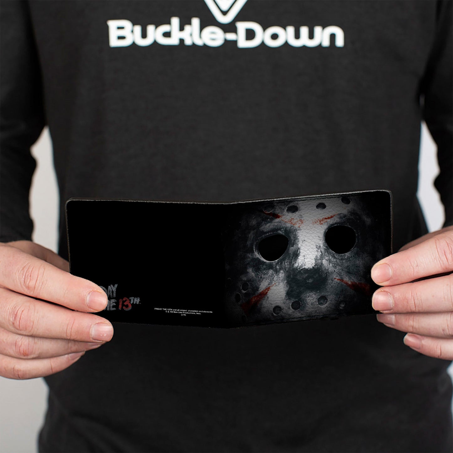 Bi-Fold Wallet - Jason Mask3 CLOSE-UP + FRIDAY THE 13th Black Grays Red