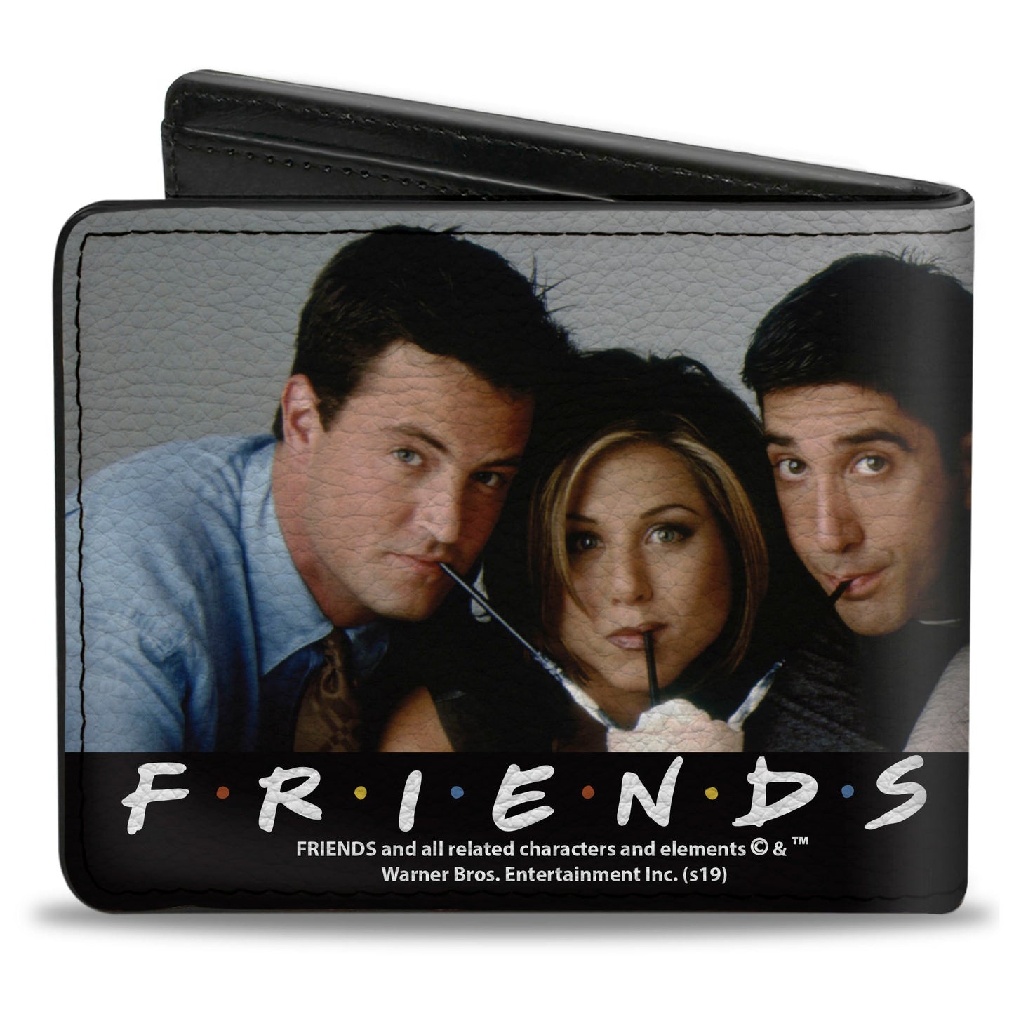 Bi-Fold Wallet - FRIENDS 6-Character Milk Shake Pose Vivid Black White Multi Color
