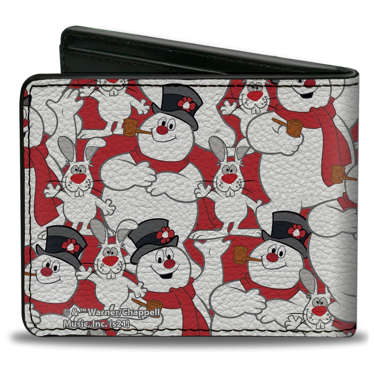 Bi-Fold Wallet - Frosty the Snowman and Hocus Pocus Bunny Poses Stacked Red