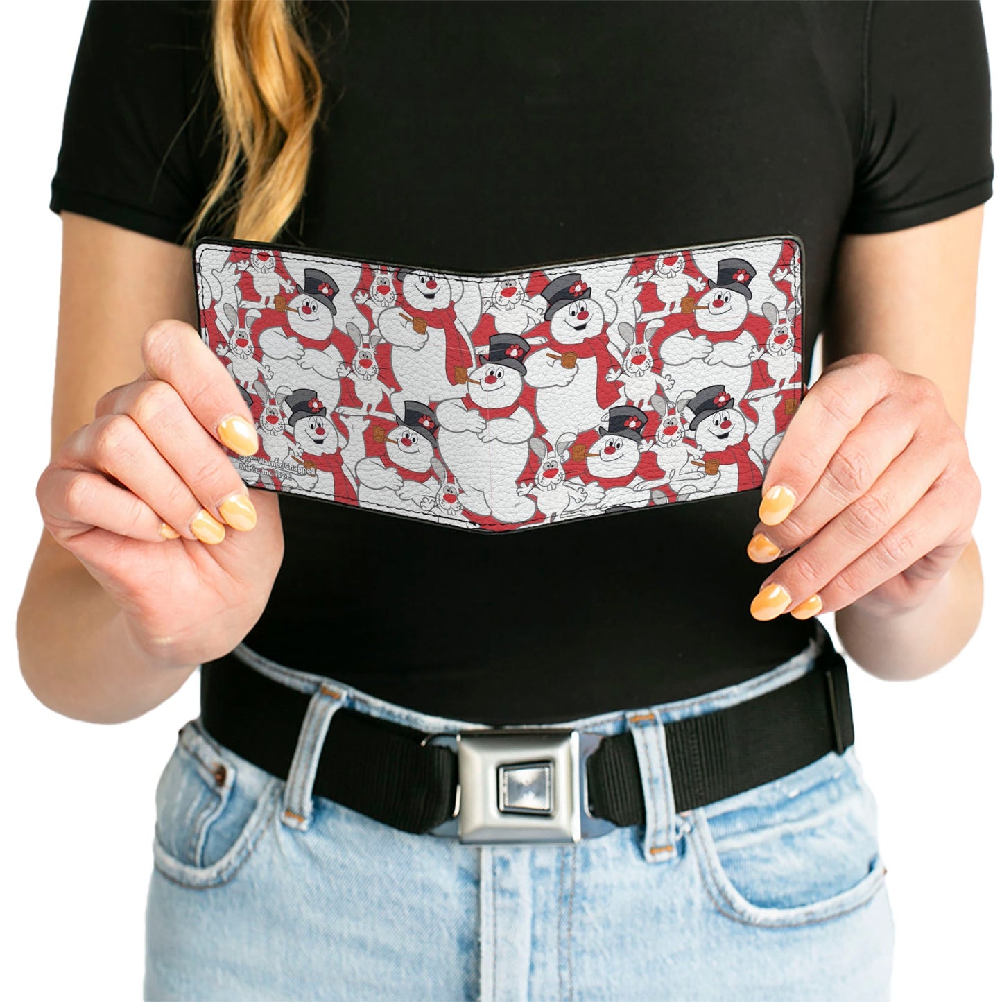 Bi-Fold Wallet - Frosty the Snowman and Hocus Pocus Bunny Poses Stacked Red