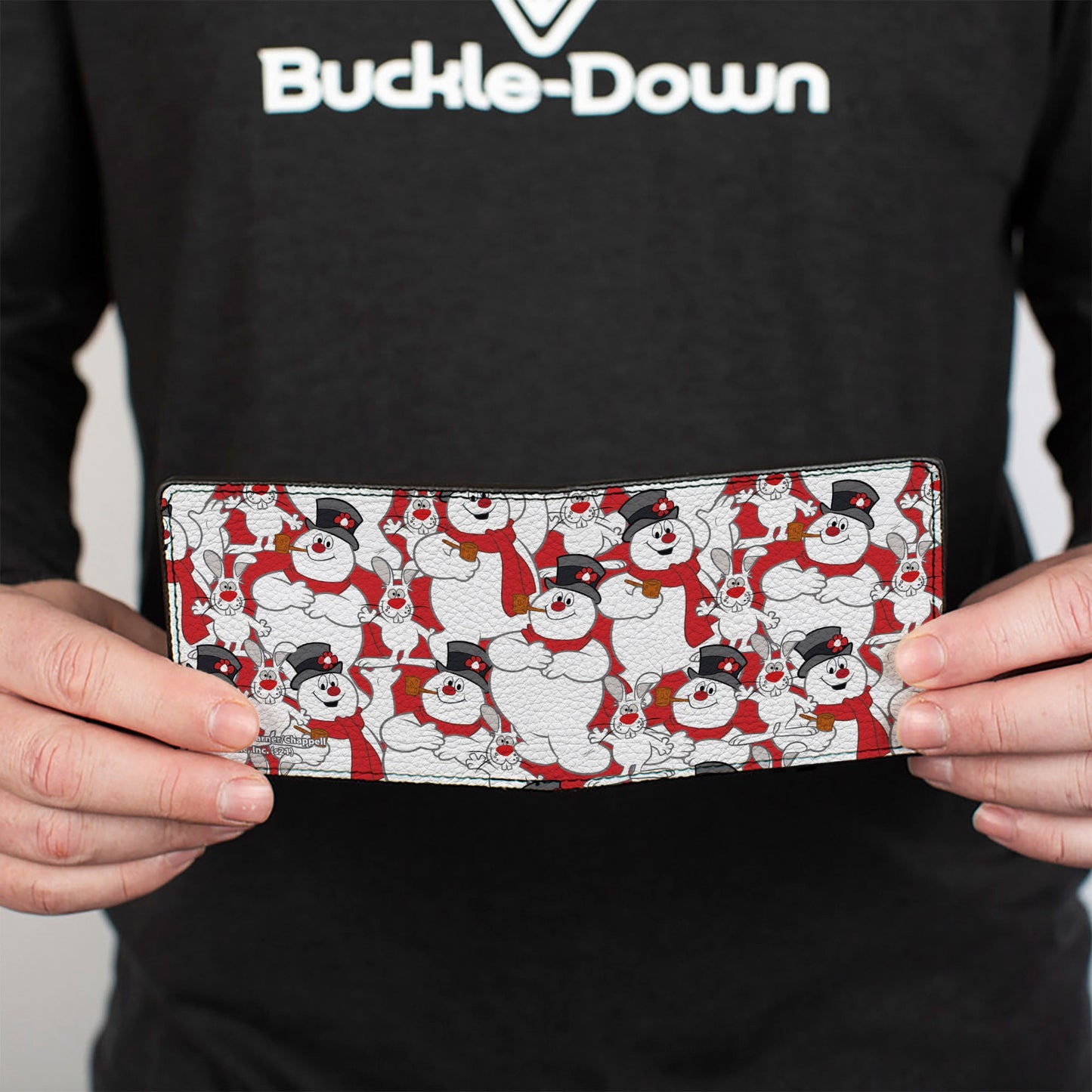 Bi-Fold Wallet - Frosty the Snowman and Hocus Pocus Bunny Poses Stacked Red