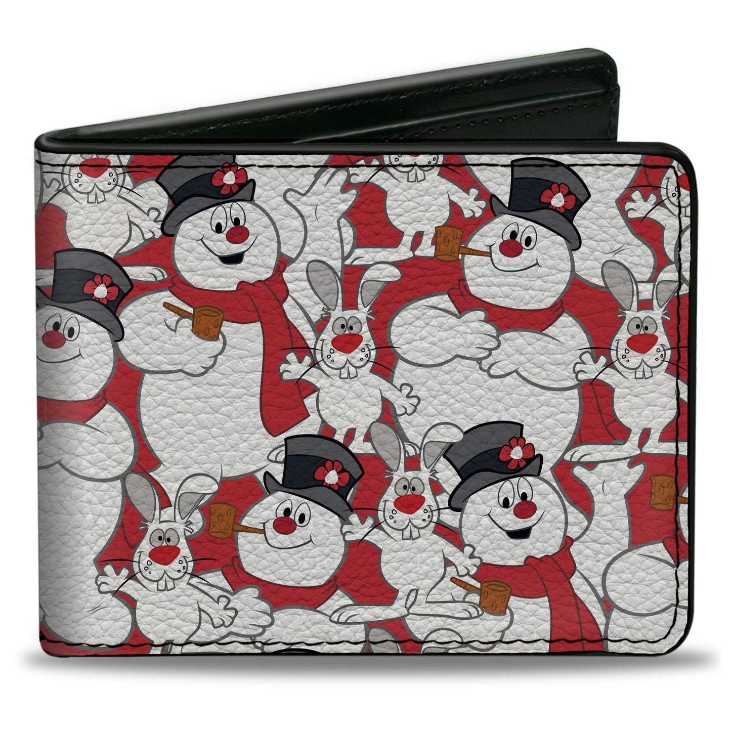 Bi-Fold Wallet - Frosty the Snowman and Hocus Pocus Bunny Poses Stacked Red
