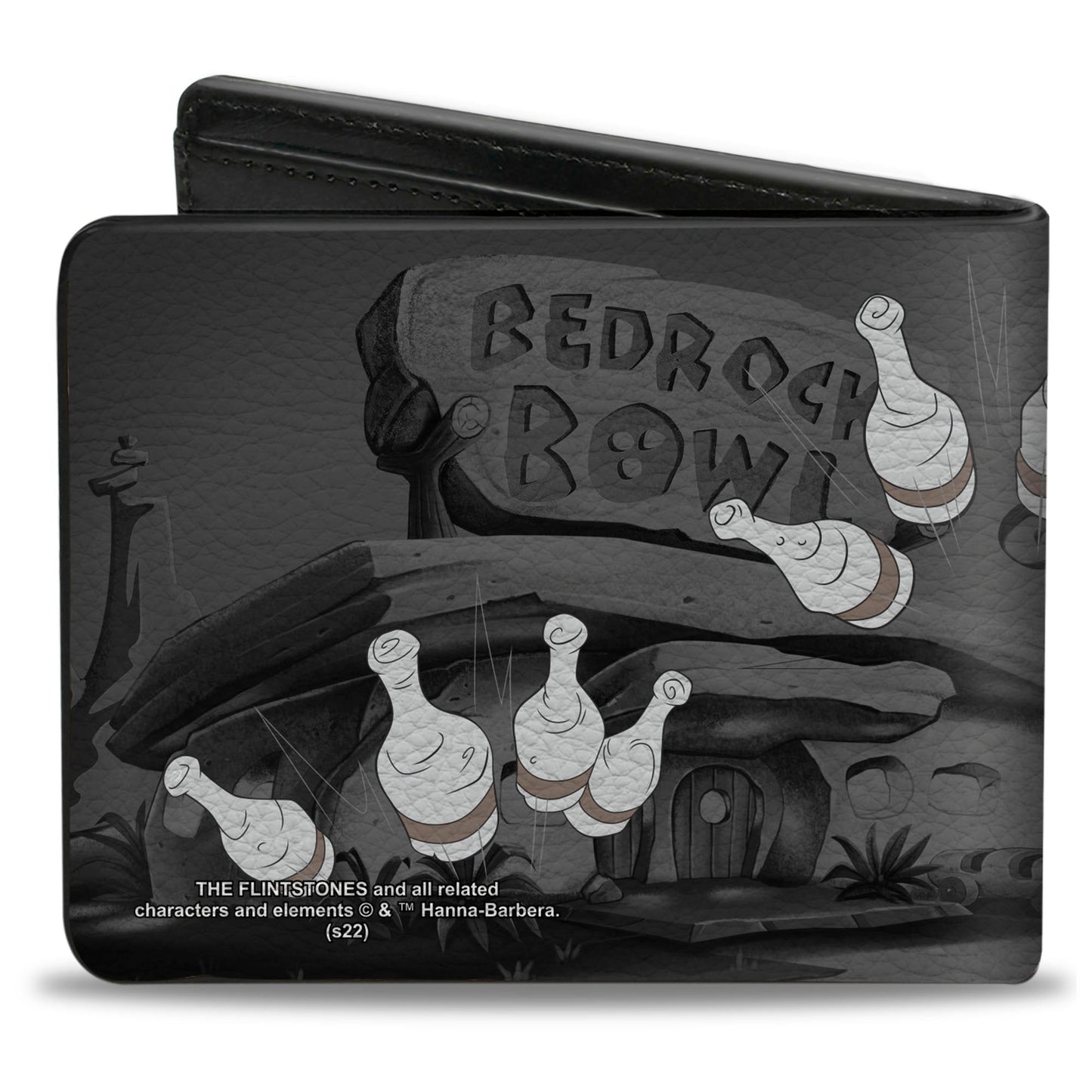 Bi-Fold Wallet - Fred Bowling Pose + BEDROCK BOWL Bowling Pins Black Grays