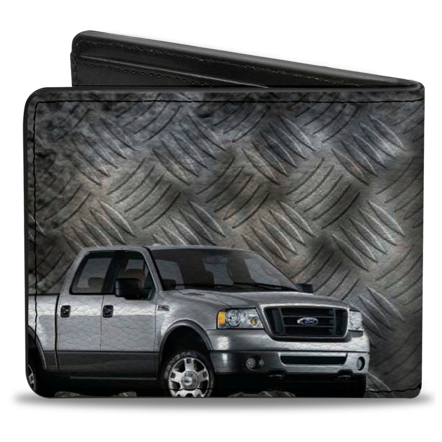 Bi-Fold Wallet - F-150 + Ford Truck Checker Metal Diamond Plate